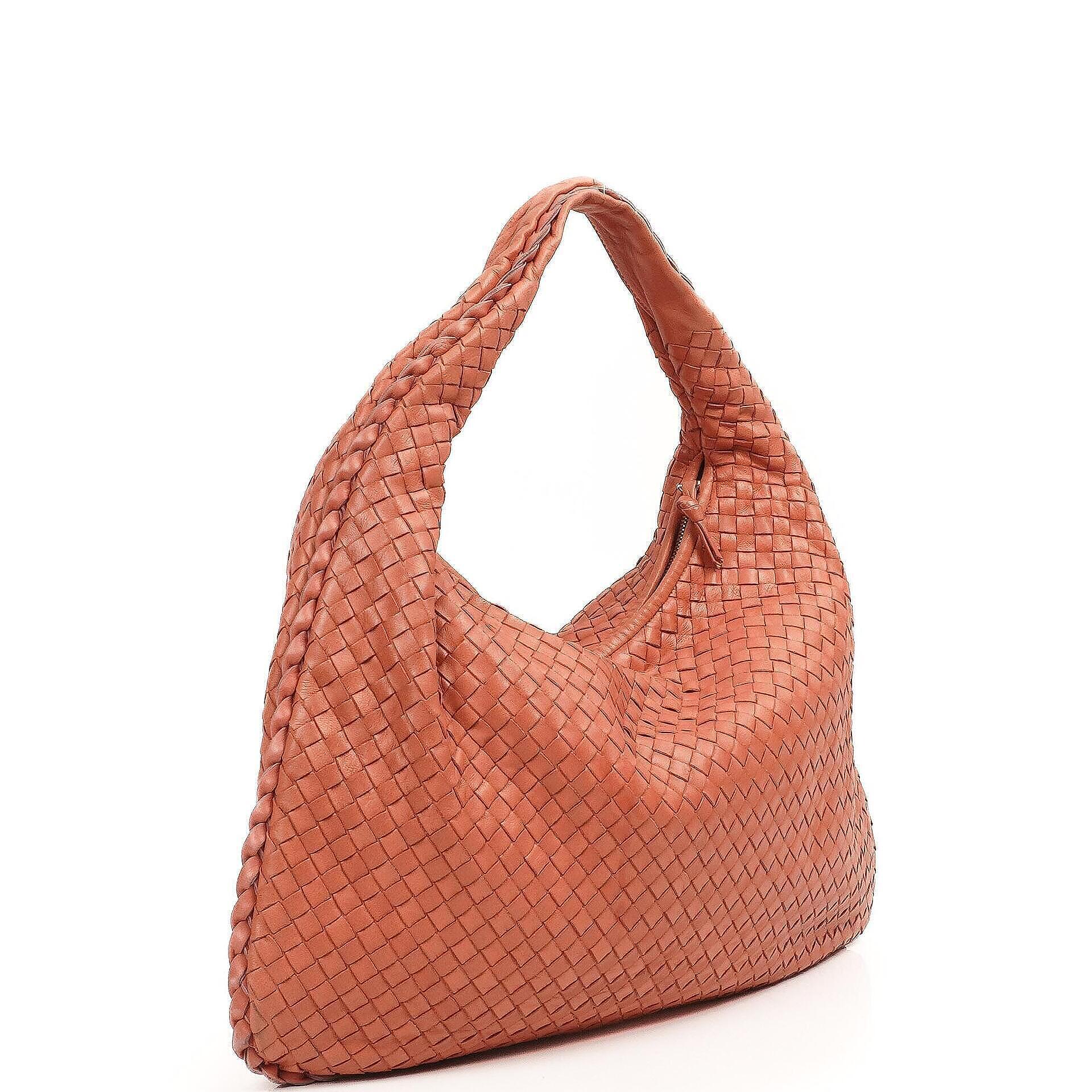 Bottega Veneta Veneta Large Hobo Bag Peach Nappa Intrecciato