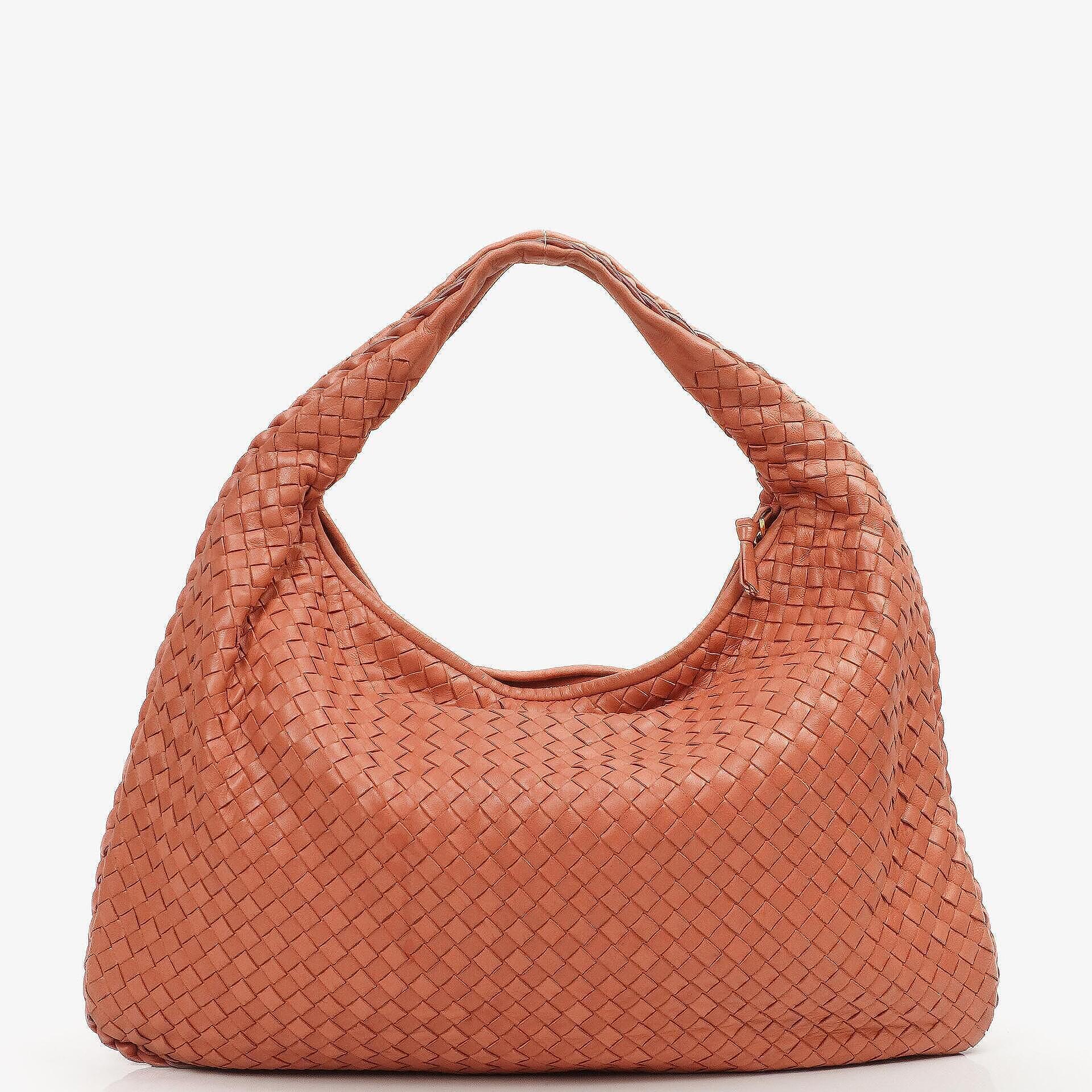 Bottega Veneta Veneta Large Hobo Bag Peach Nappa Intrecciato
