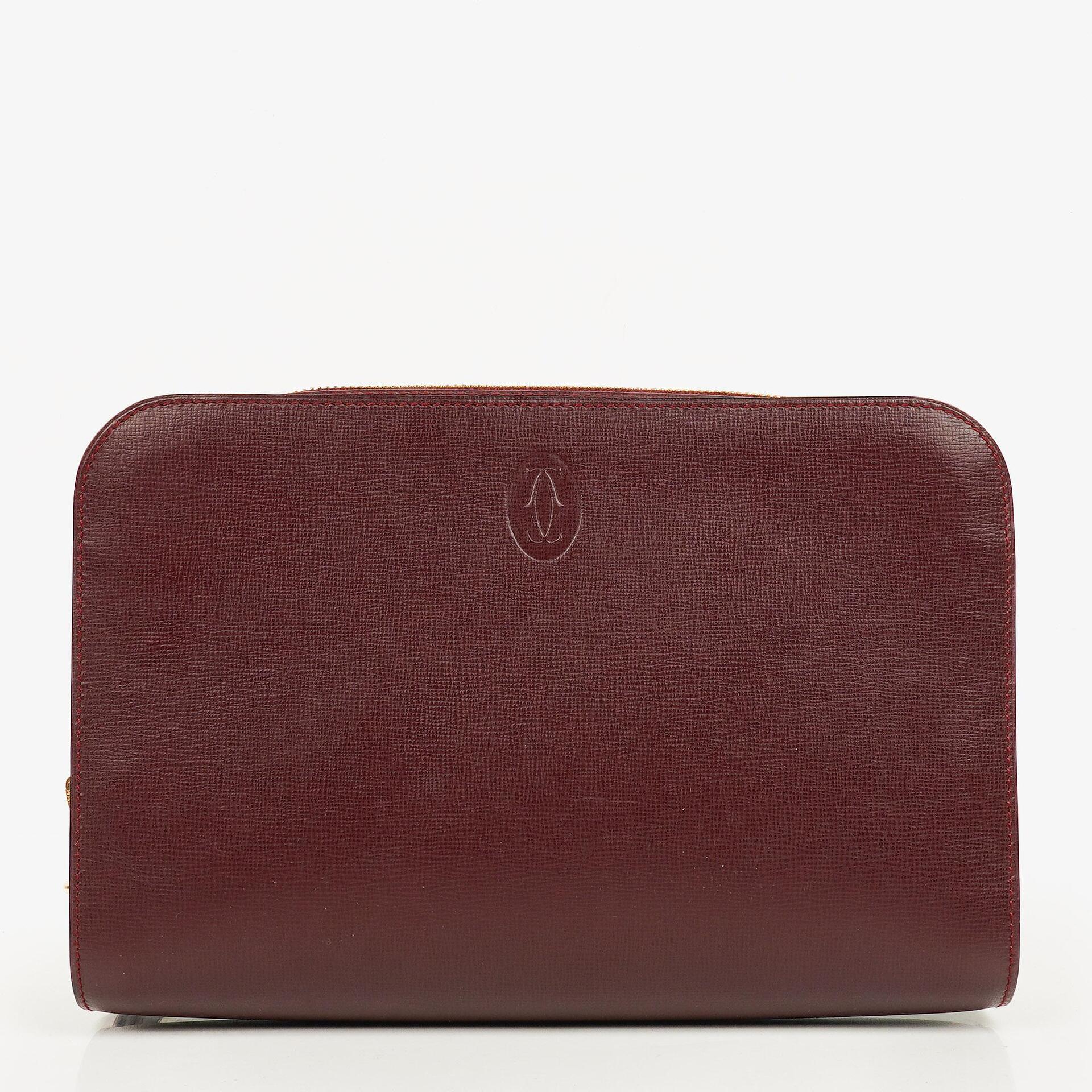 Cartier Must de Cartier Burgundy Leather Clutch Bag