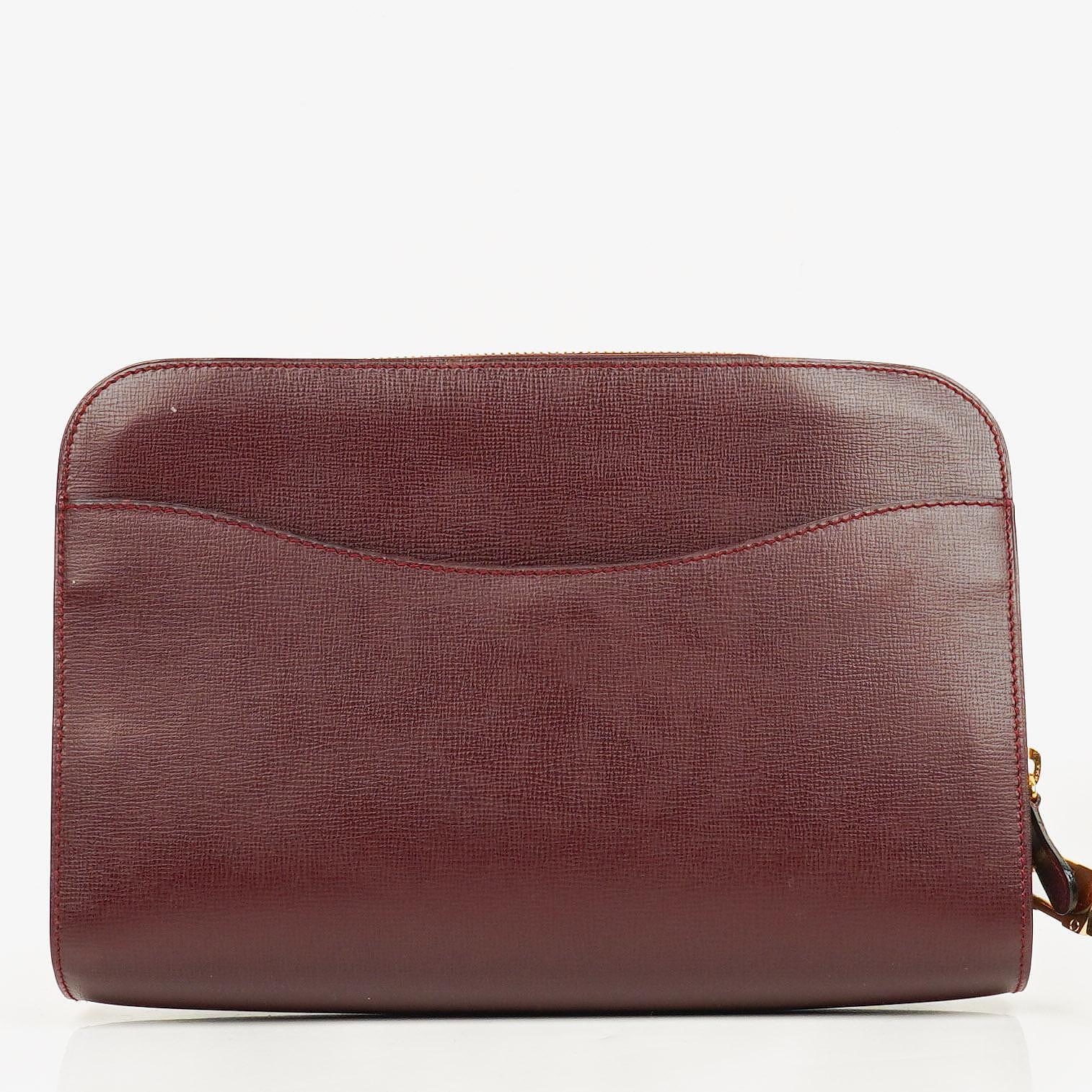 Cartier Must de Cartier Burgundy Leather Clutch Bag