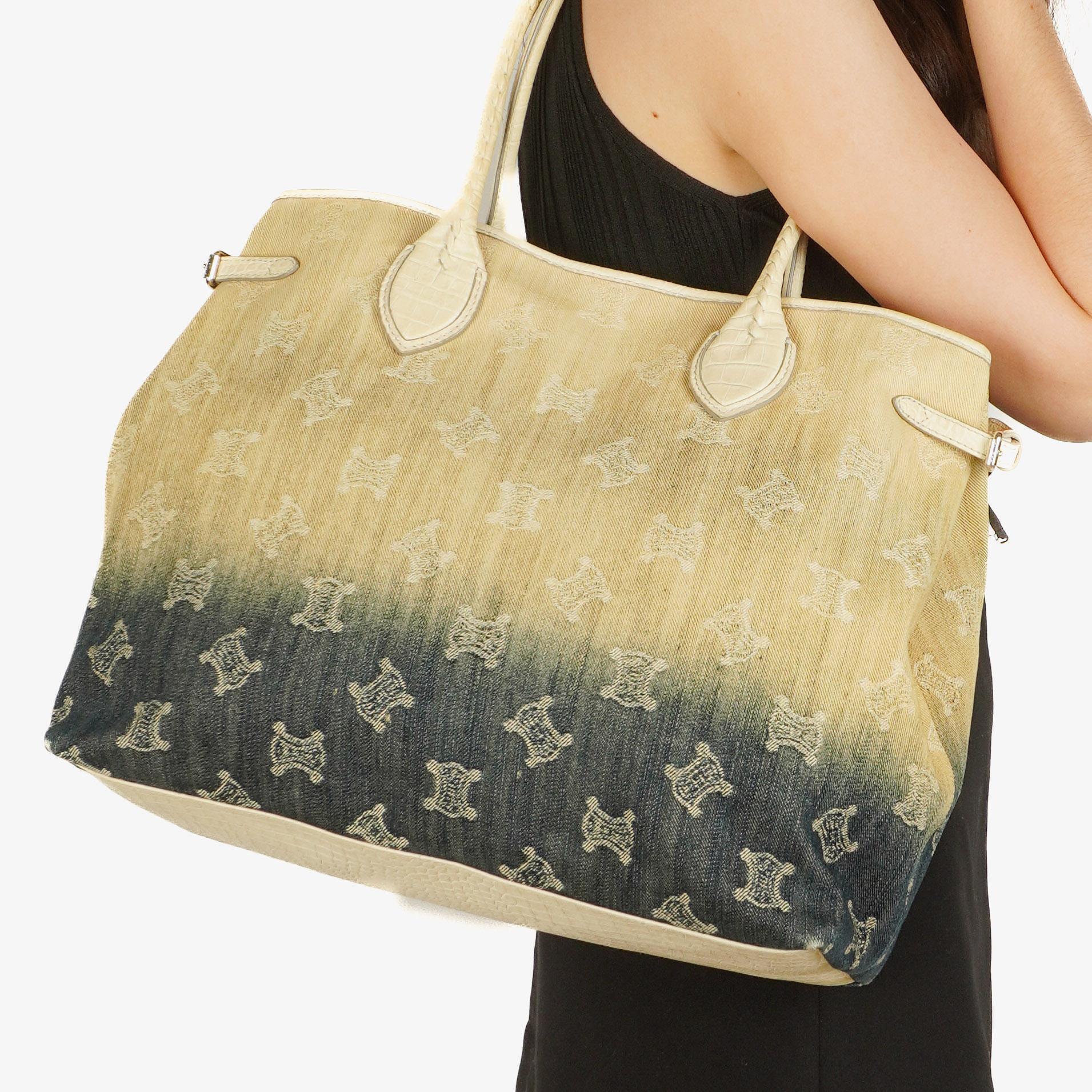 Celine Blue/Beige Macadam Denim Tote Bag