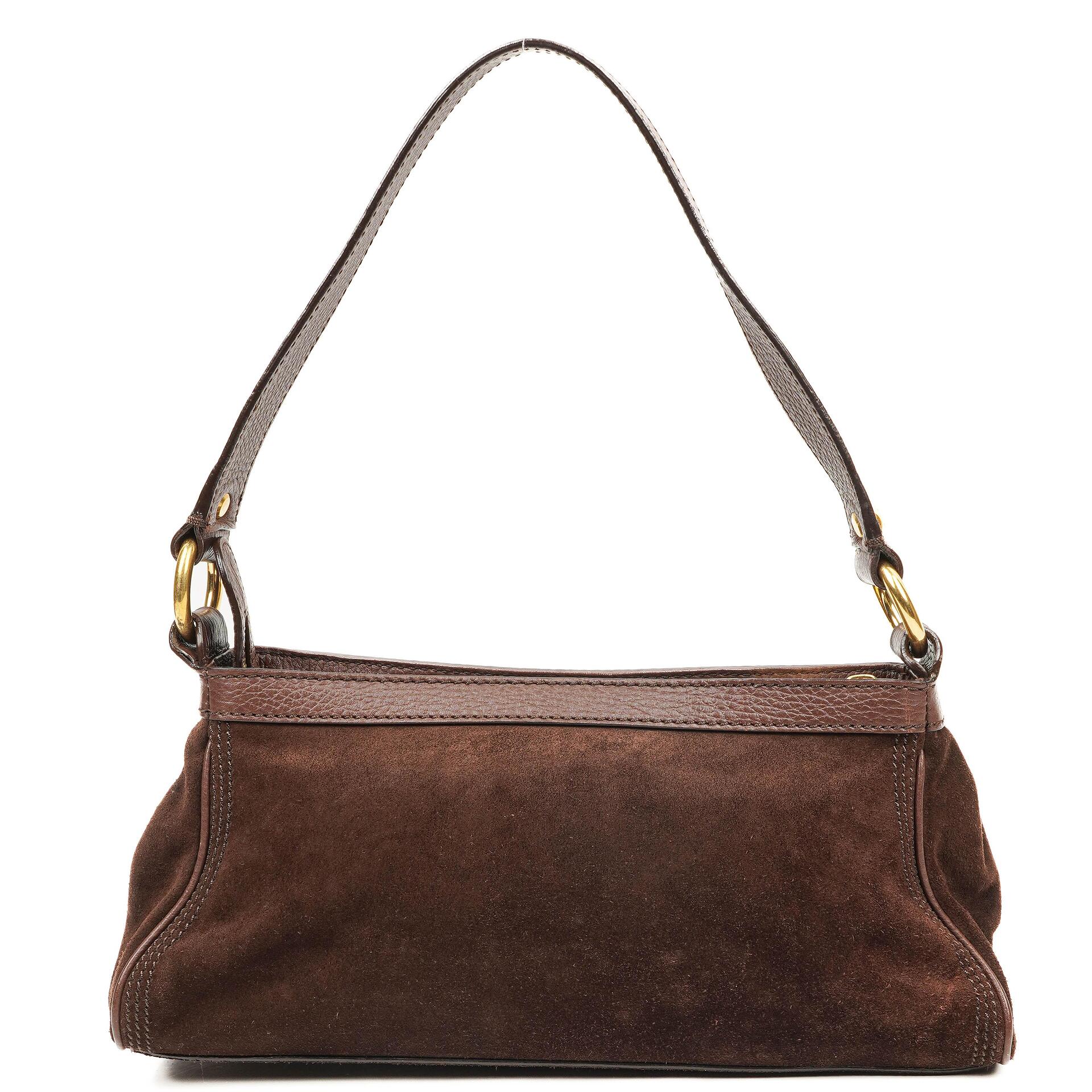 Celine Brown Suede And Leather Shouder Bag