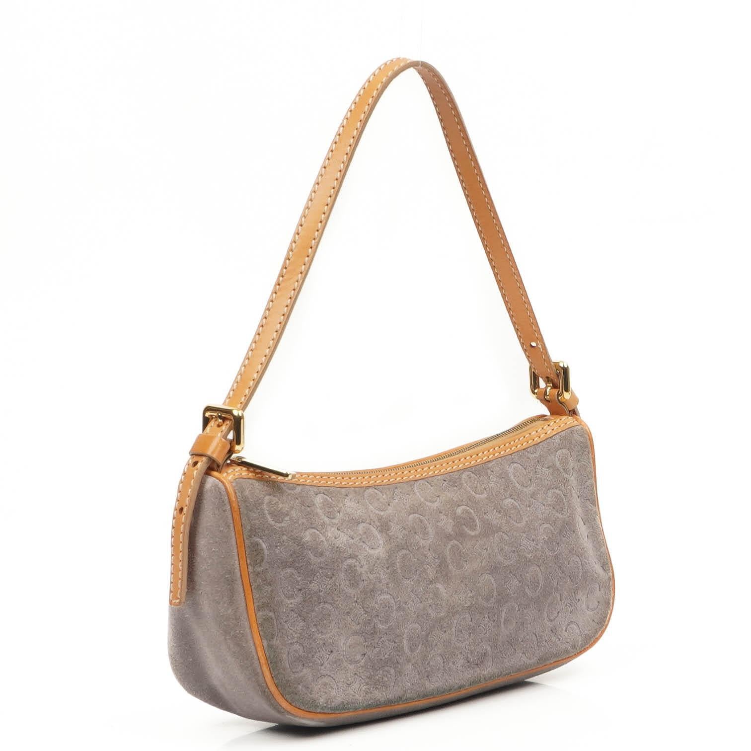 Celine C Macadam Grey Suede Shoulder Bag