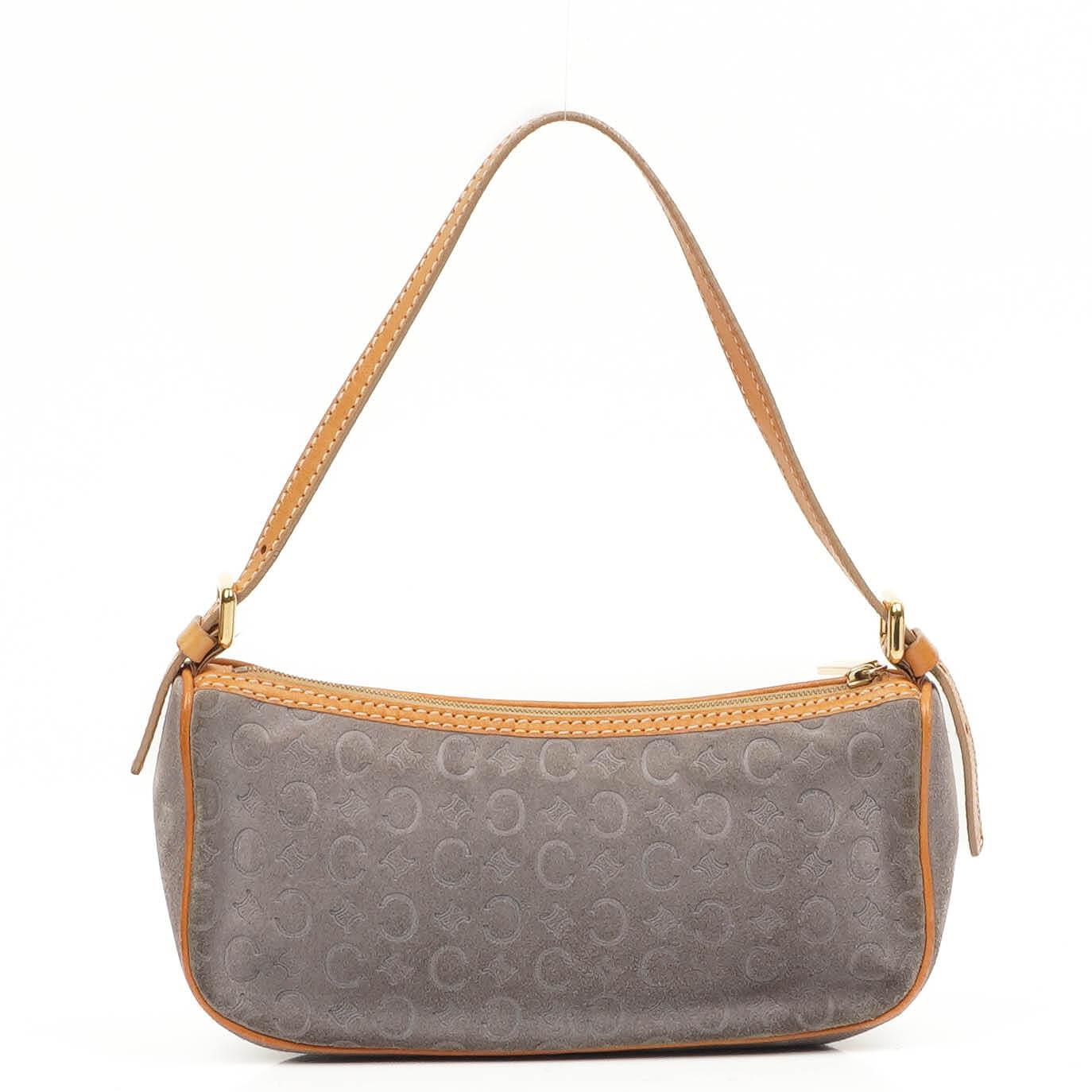 Celine C Macadam Grey Suede Shoulder Bag