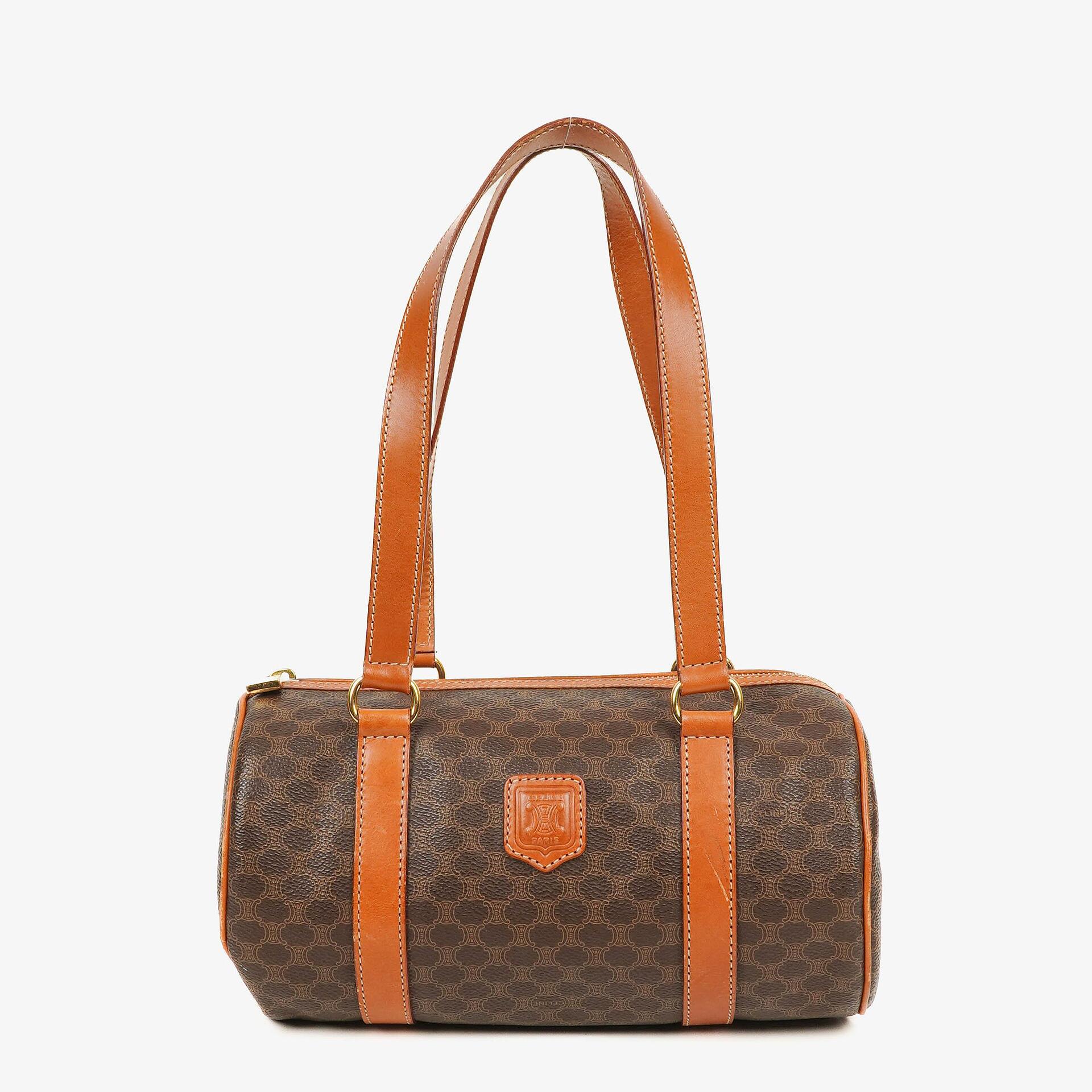 Celine Macadam Coated Canvas Boston Bag.