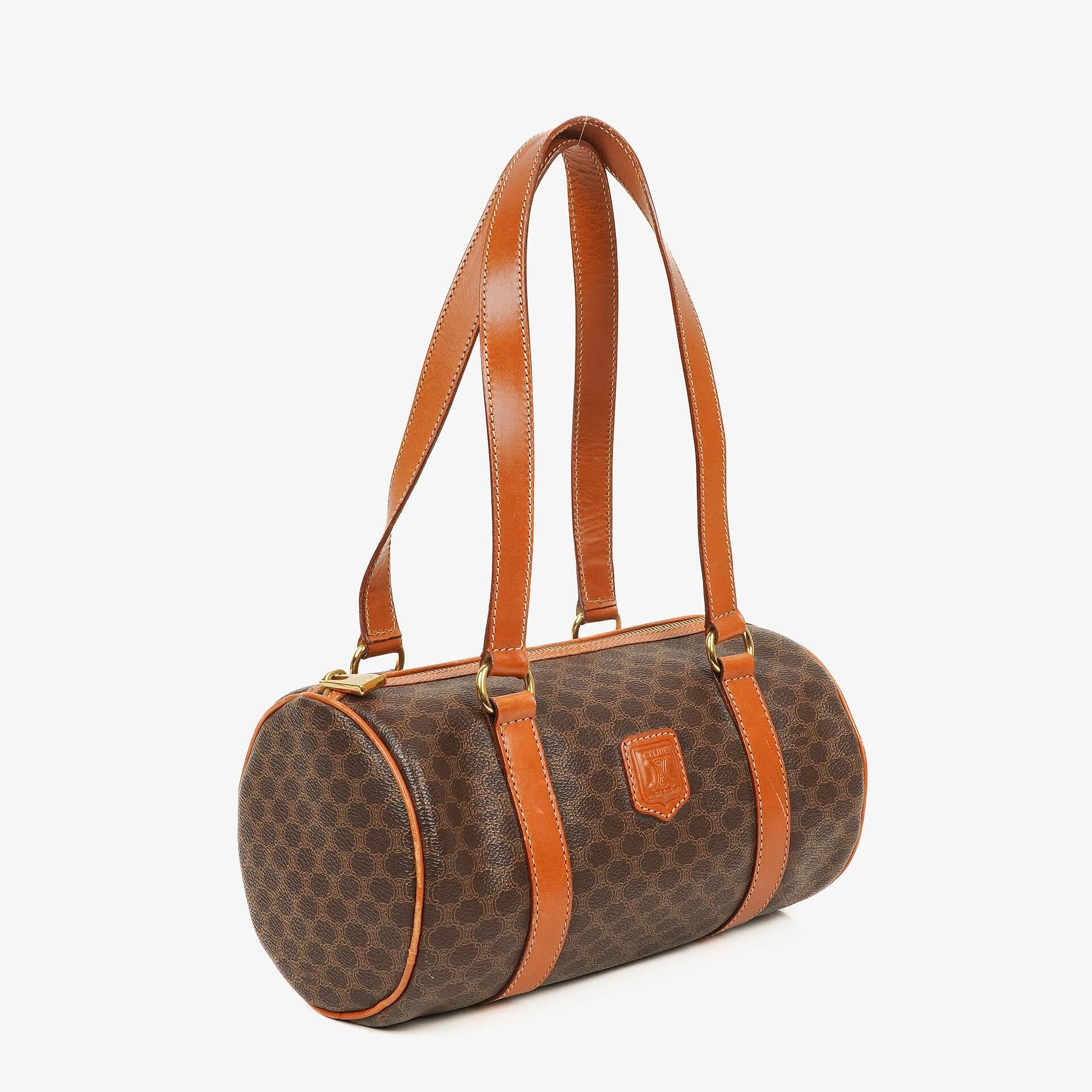 Celine Macadam Coated Canvas Boston Bag.