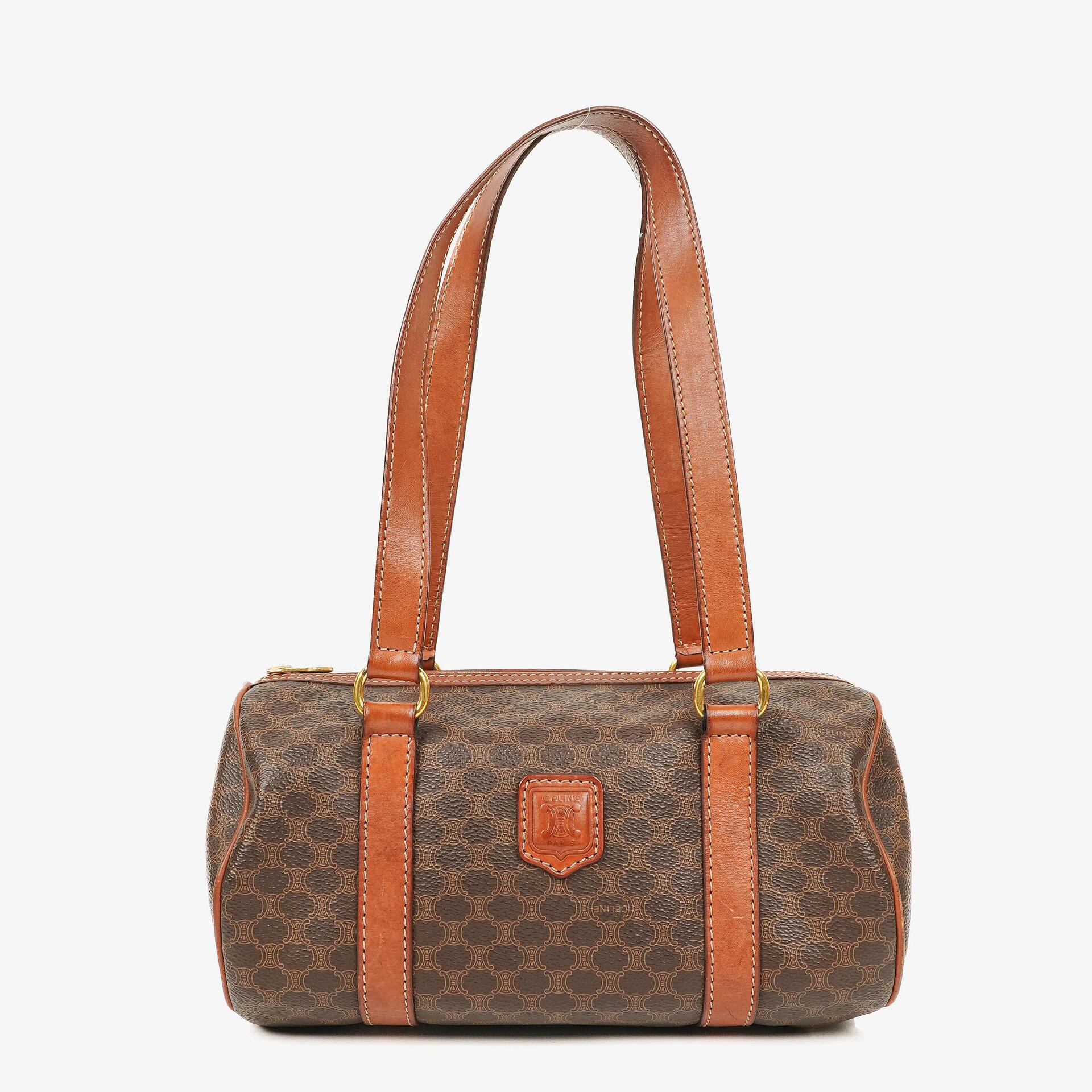 Celine Macadam Coated Canvas Boston Bag.