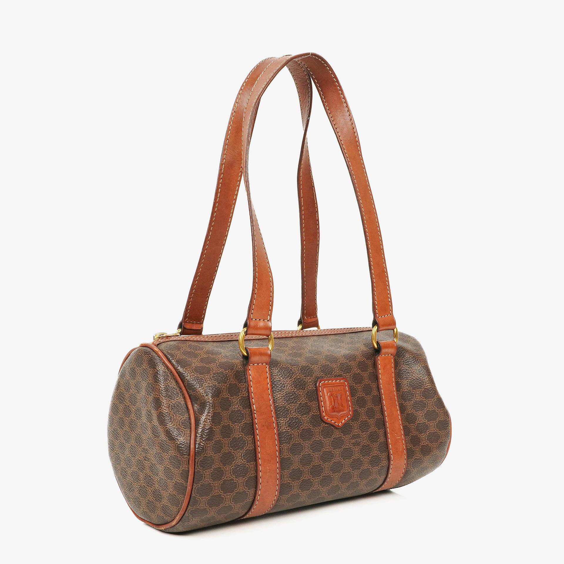 Celine Macadam Coated Canvas Boston Bag.