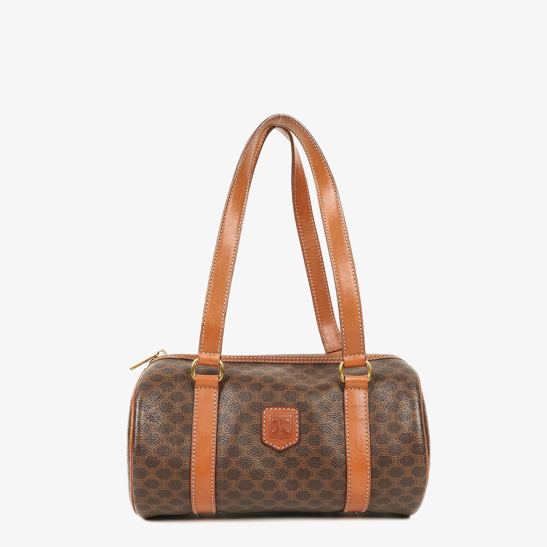Celine Macadam Coated Canvas Boston Bag.