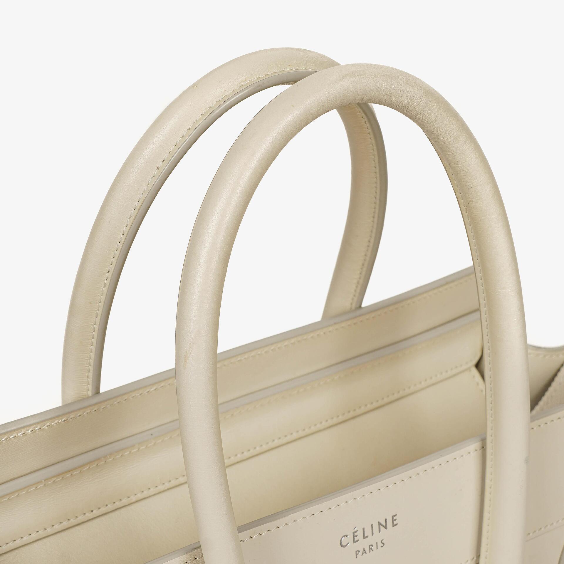 Celine Micro Luggage Cream Calfskin With Multicoloured Stiches Handbag