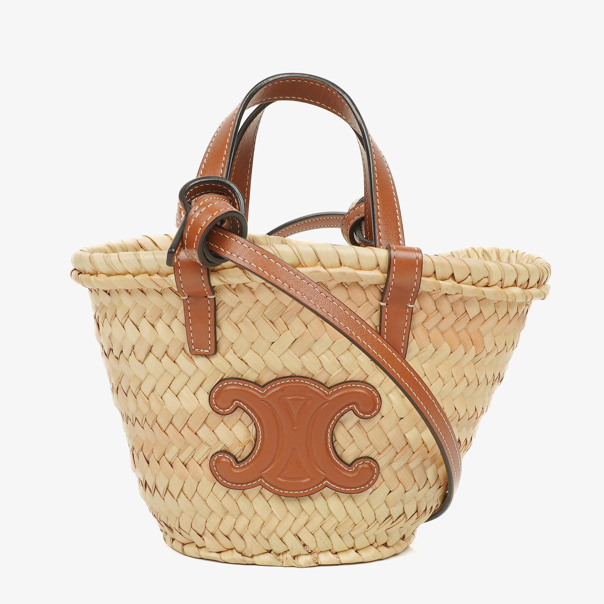 Celine Palm Leaves Calfskin Classic Triomphe Nano Panier