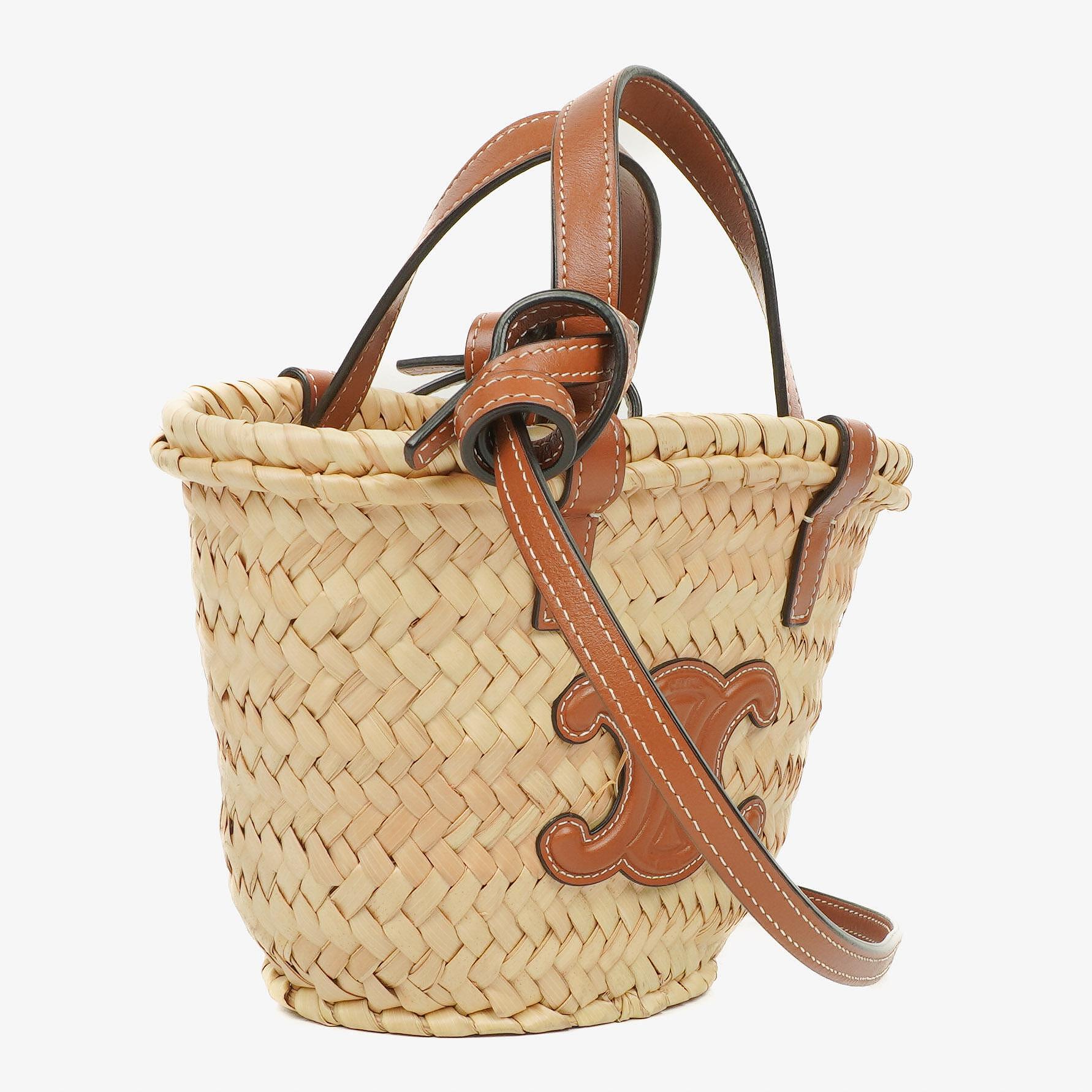 Celine Palm Leaves Calfskin Classic Triomphe Nano Panier