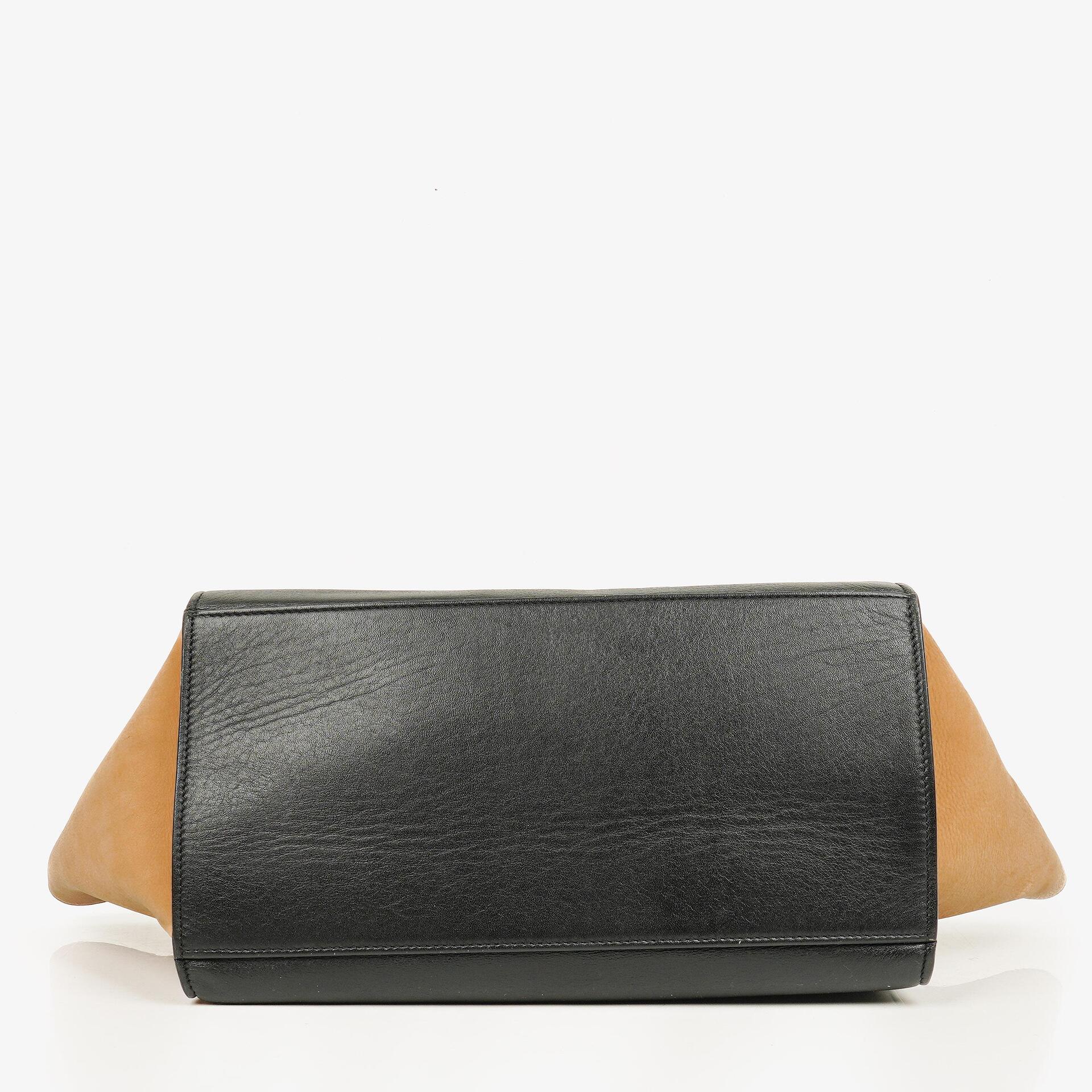 Celine Tri-Color Leather and Suede Small Trapeze Bag