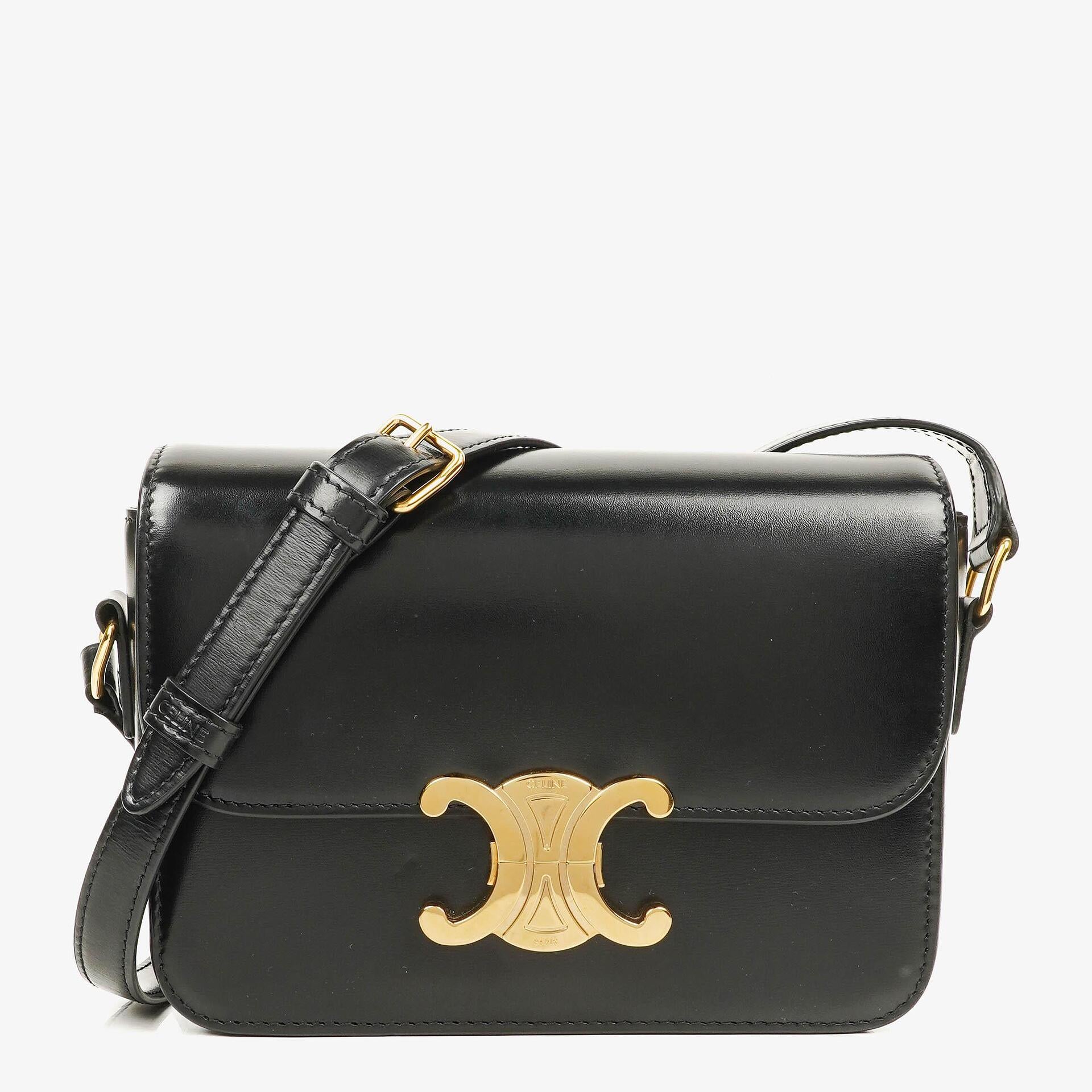 Celine Triomphe Bag Shiny Calfskin Adjustable Leather Shoulder Strap