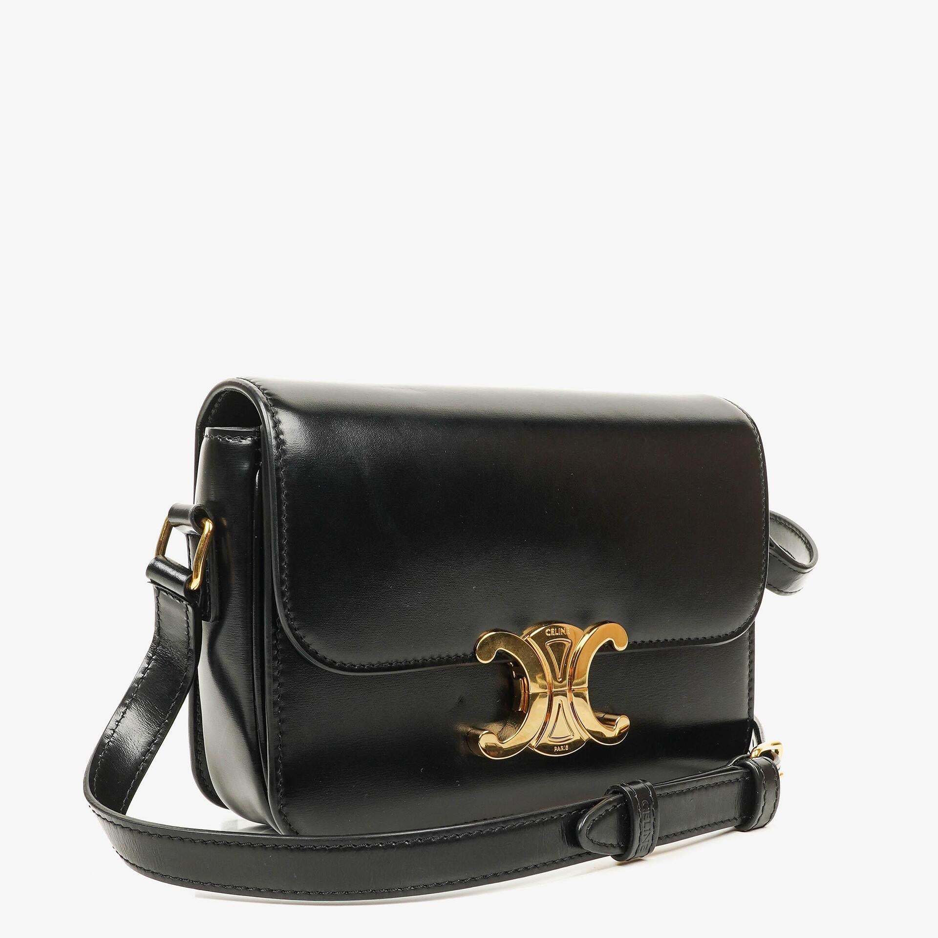 Celine Triomphe Bag Shiny Calfskin Adjustable Leather Shoulder Strap