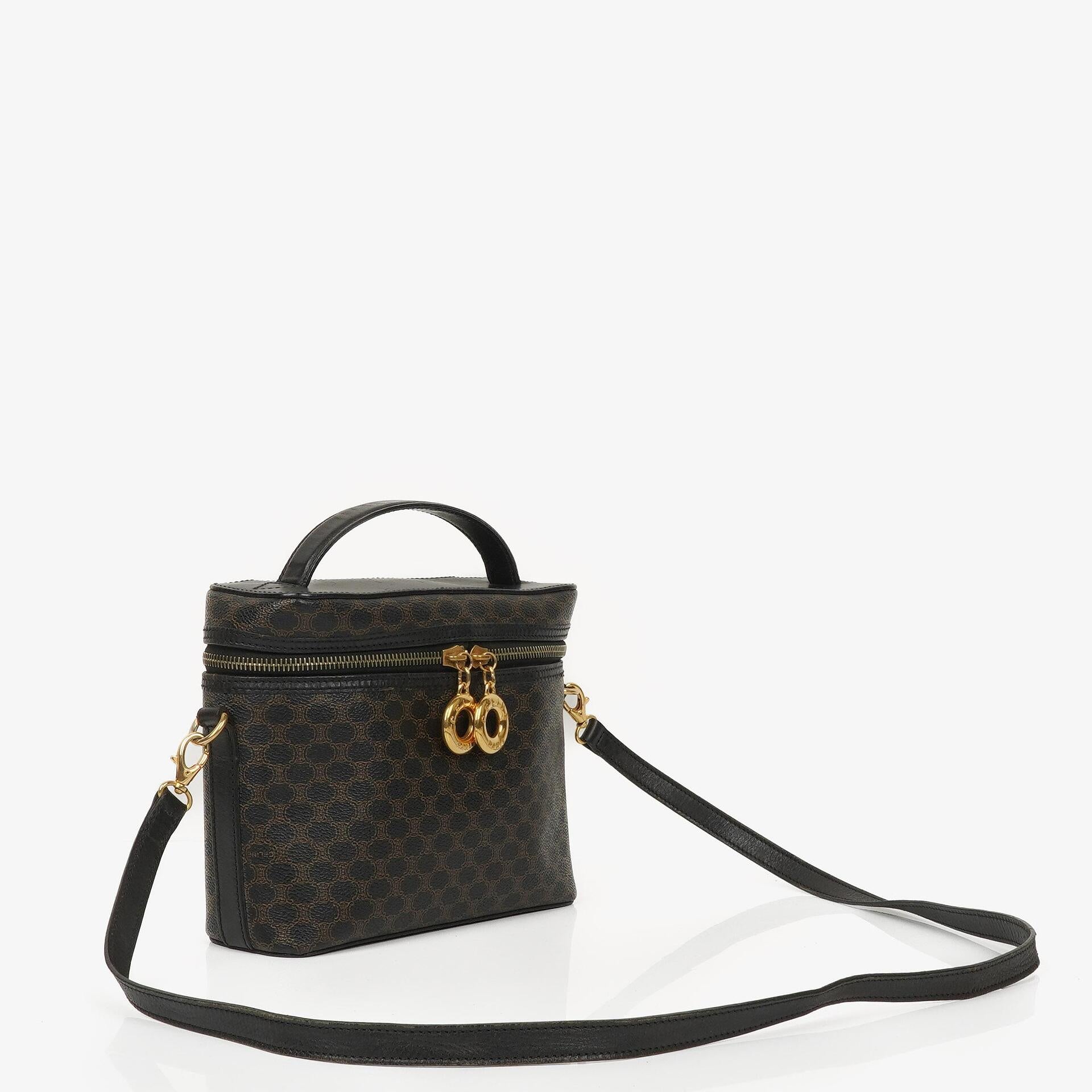 Celine Vintage Macadam Triomphe Black Vanity Bag