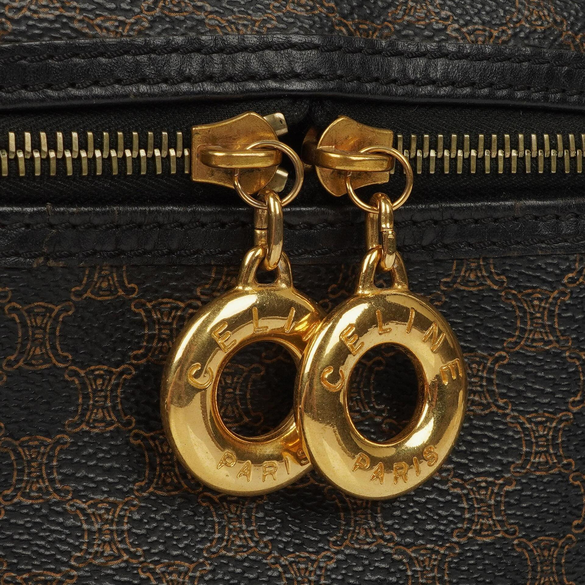 Celine Vintage Macadam Triomphe Black Vanity Bag