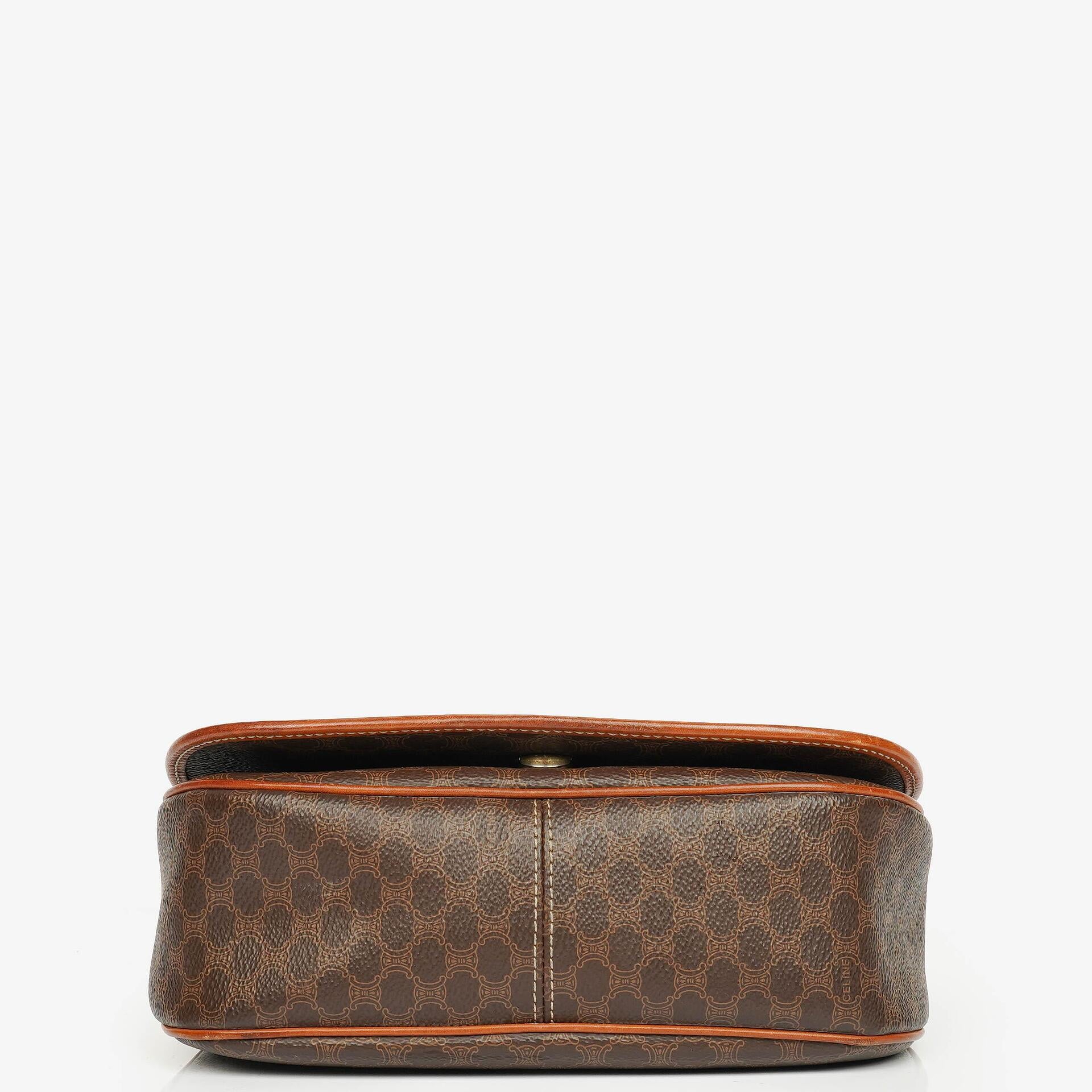 Celine Vintage Macadam Triomphe Brown Crossbody Bag