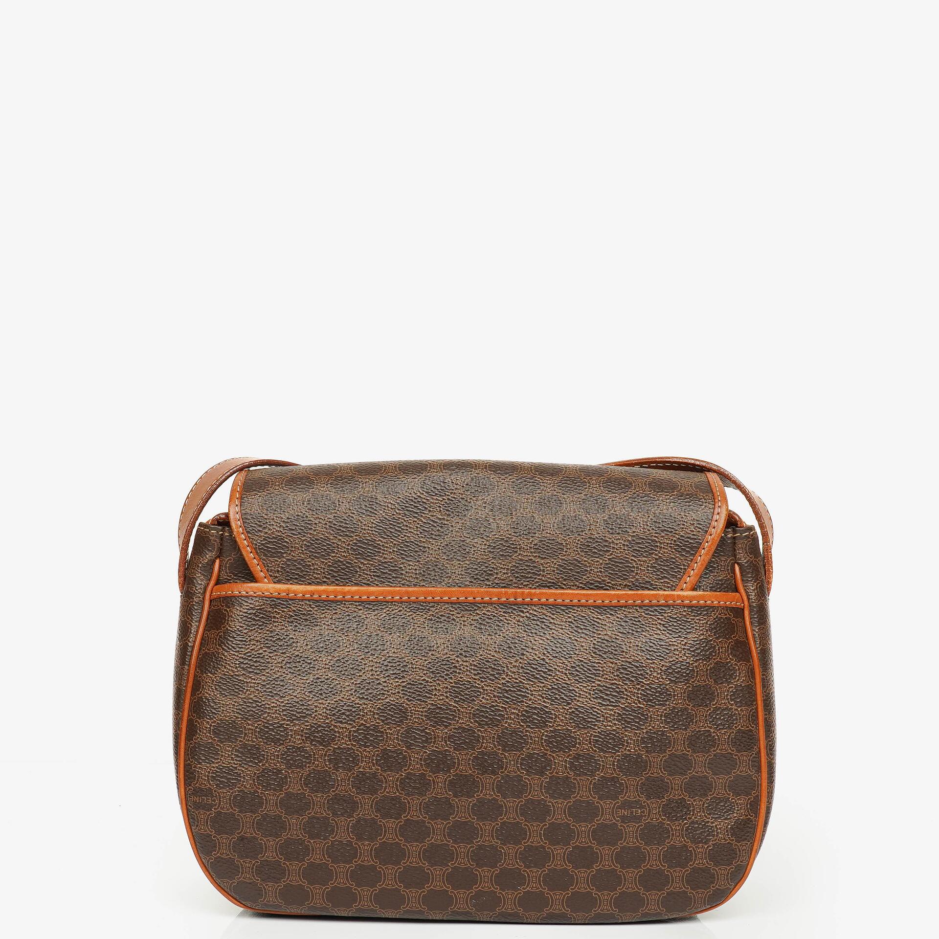 Celine Vintage Macadam Triomphe Brown Crossbody Bag