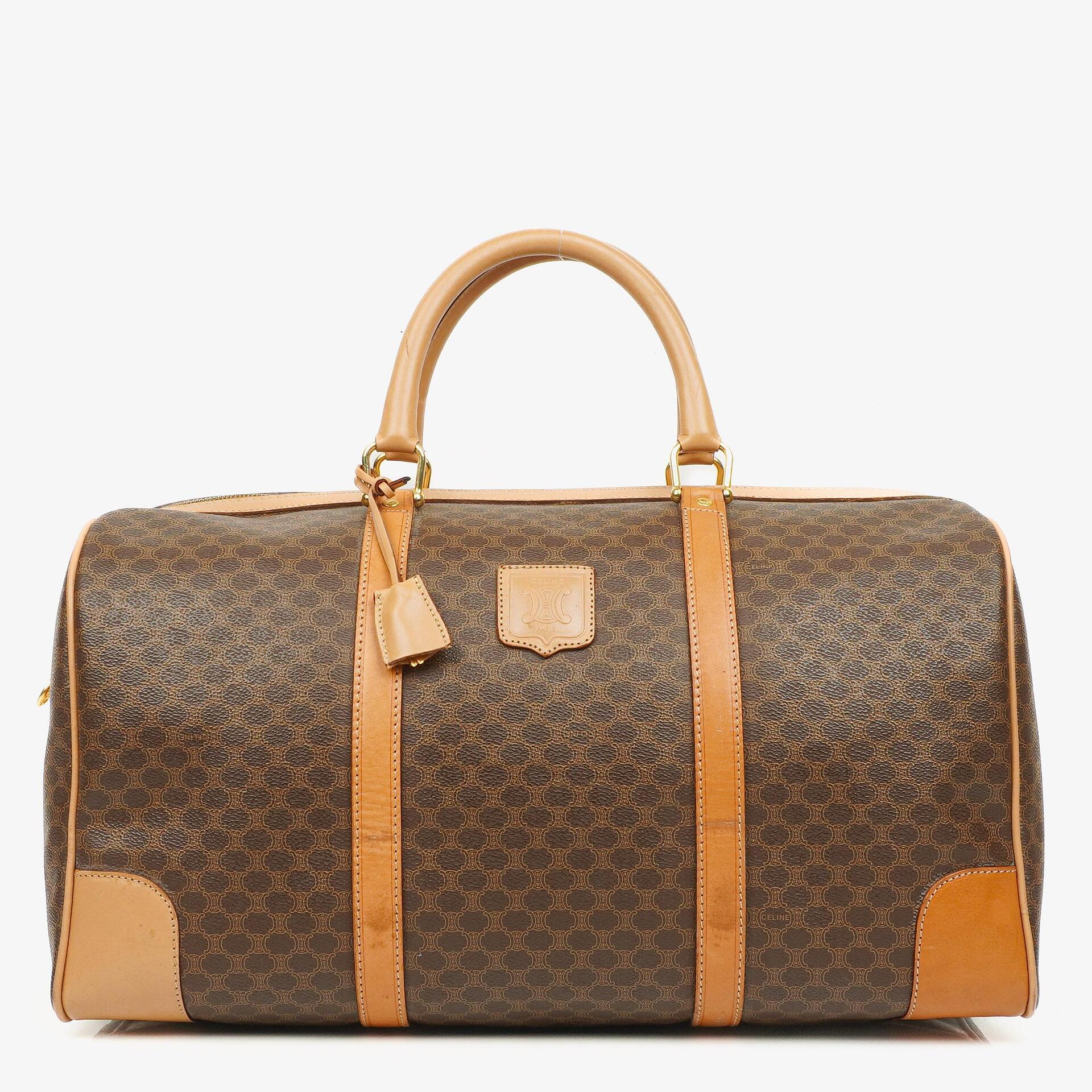 Celine Vintage Macadam Triomphe Brown Travel Bag
