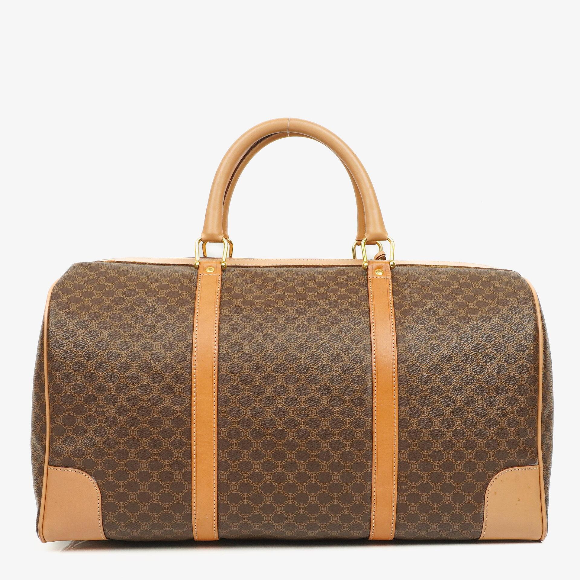 Celine Vintage Macadam Triomphe Brown Travel Bag