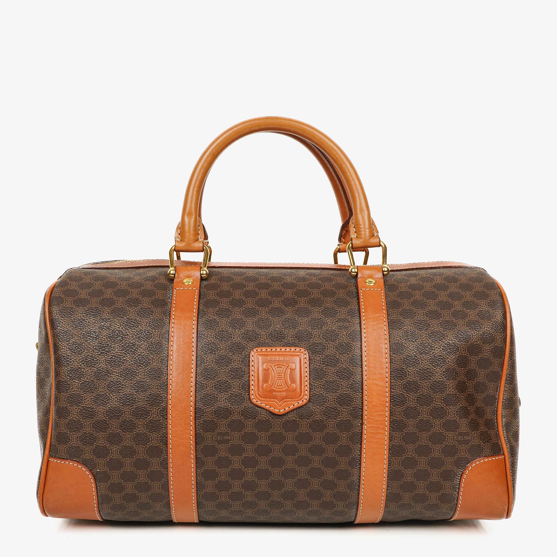Celine Vintage Macadam Triomphe Brown Travel Bag