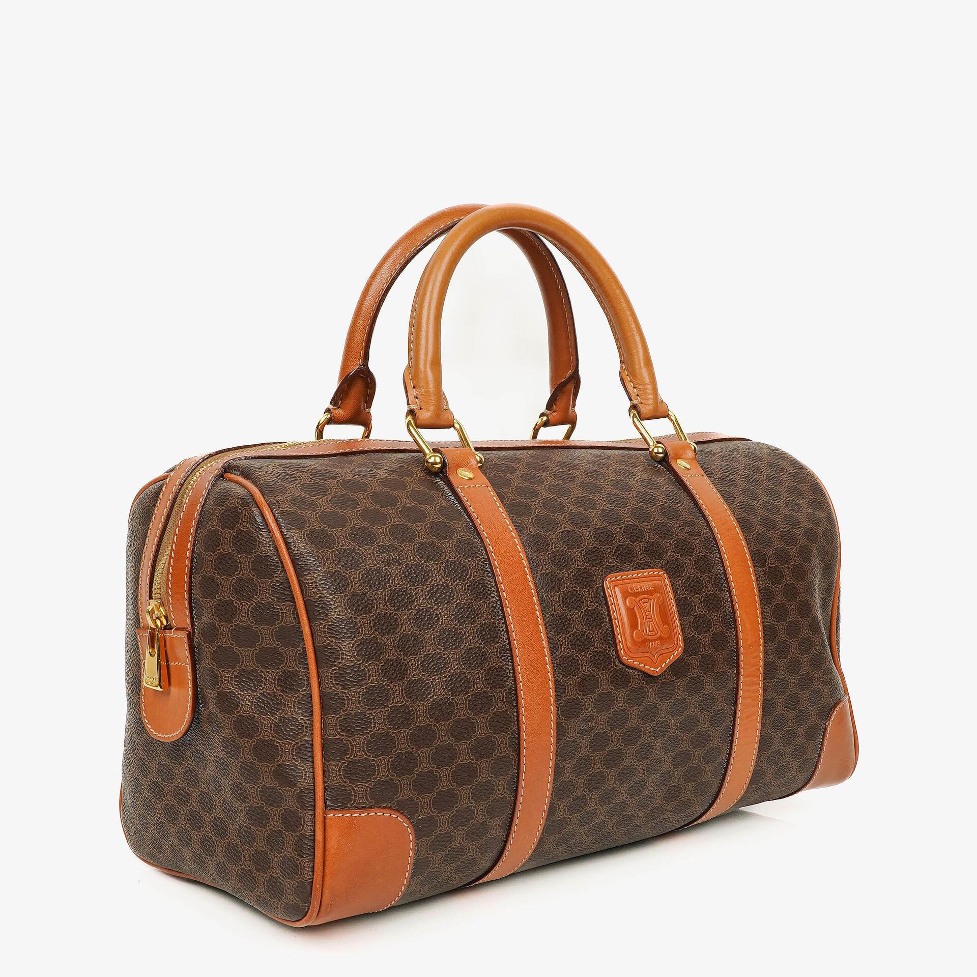 Celine Vintage Macadam Triomphe Brown Travel Bag