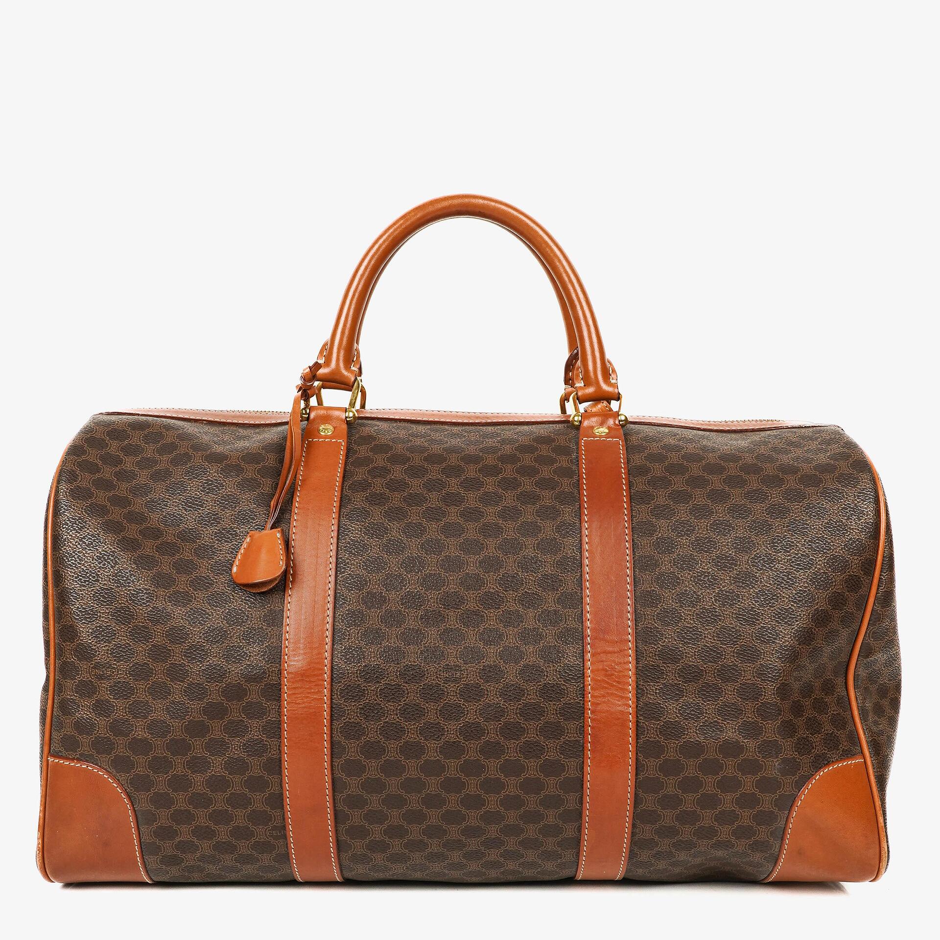 Celine Vintage Macadam Triomphe Brown Travel Bag