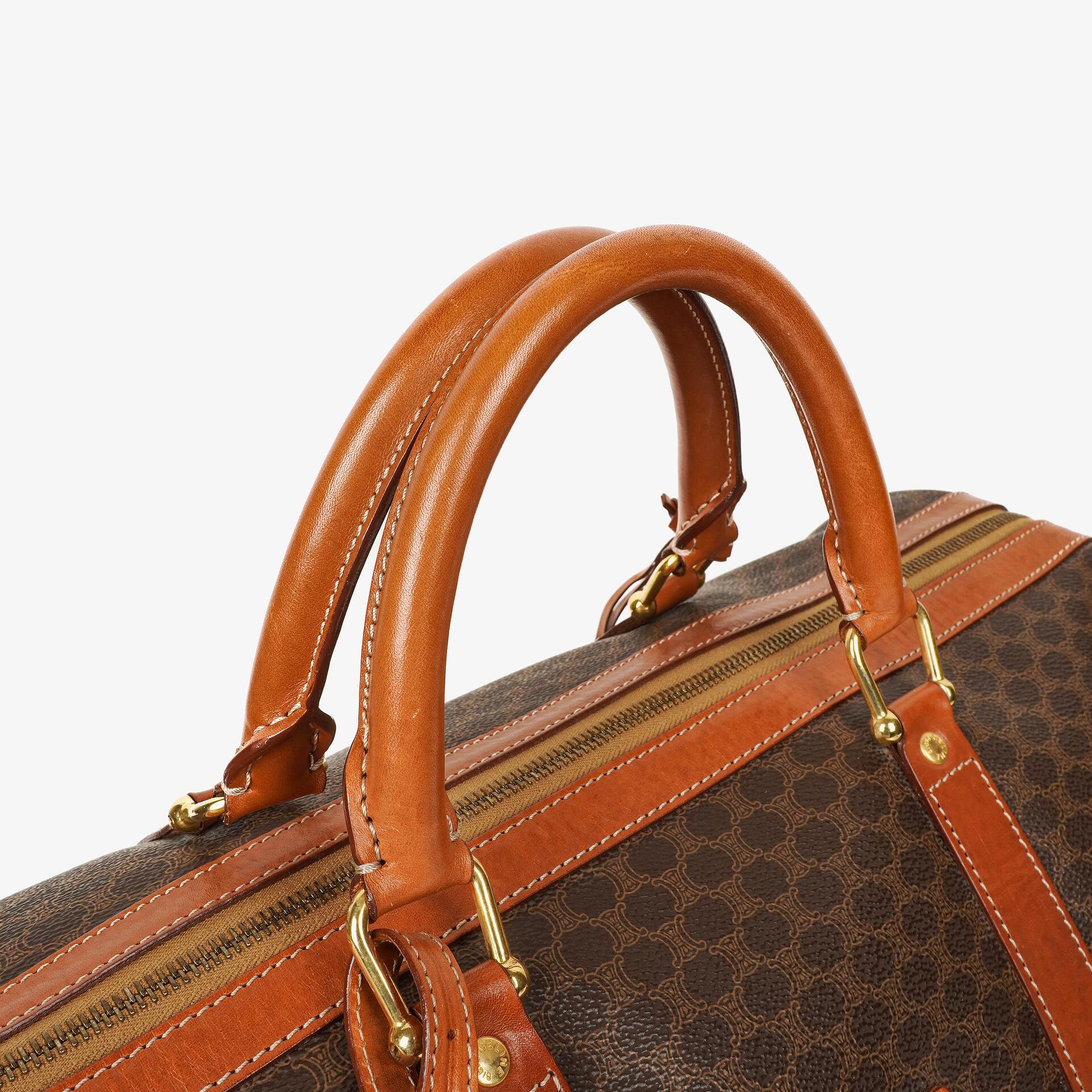 Celine Vintage Macadam Triomphe Brown Travel Bag