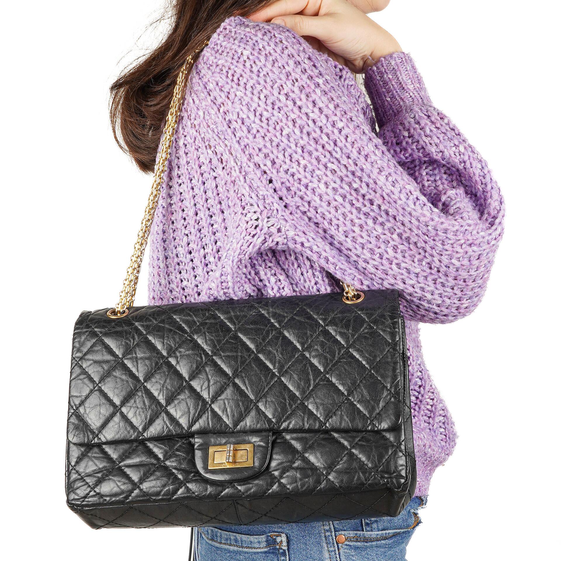 Chanel 2.55 Reissue Black Aged Calfskin Large Double Flap Bag