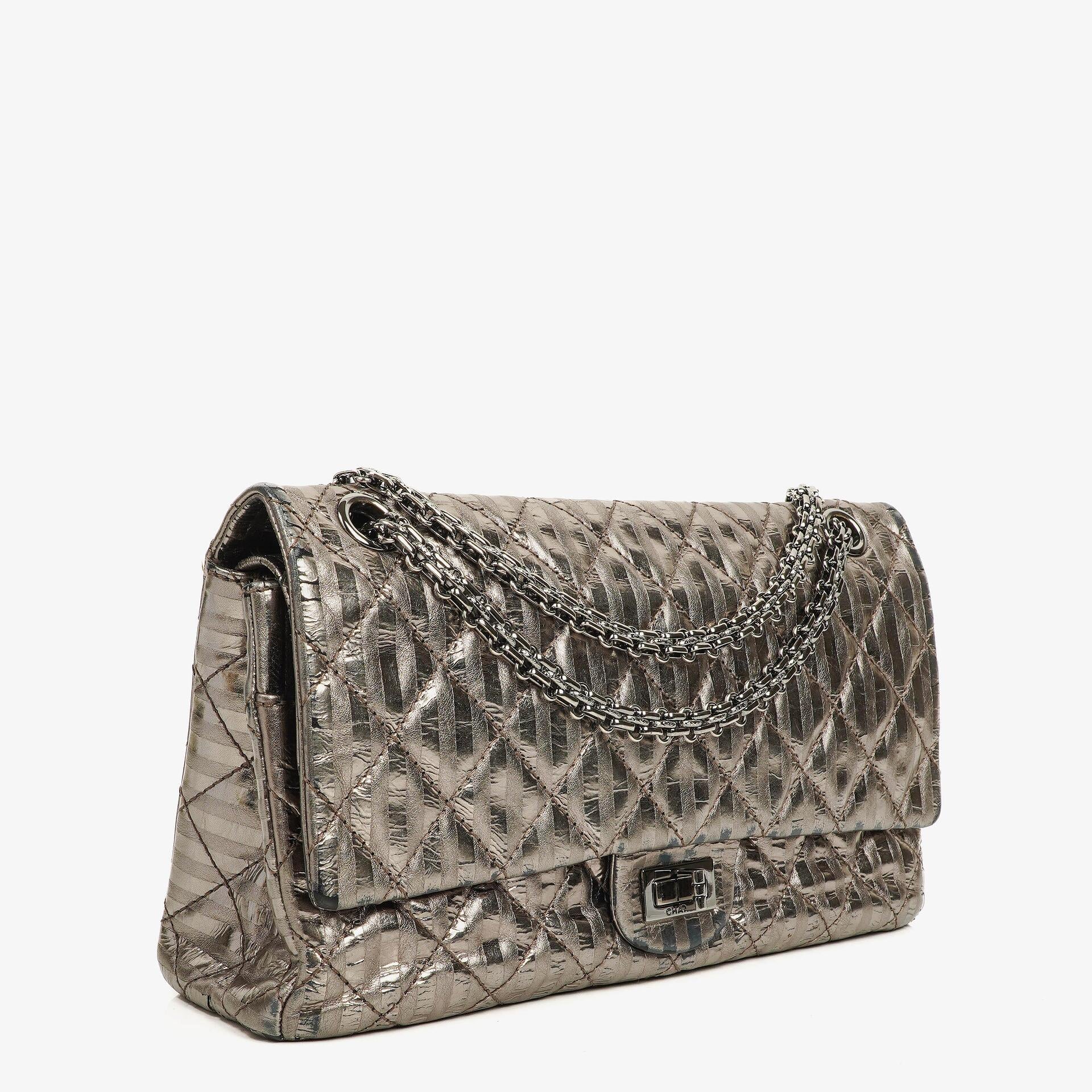 Chanel 2.55 Reissue Metallic Bronze Calfskin Striped 226 Flap Bag