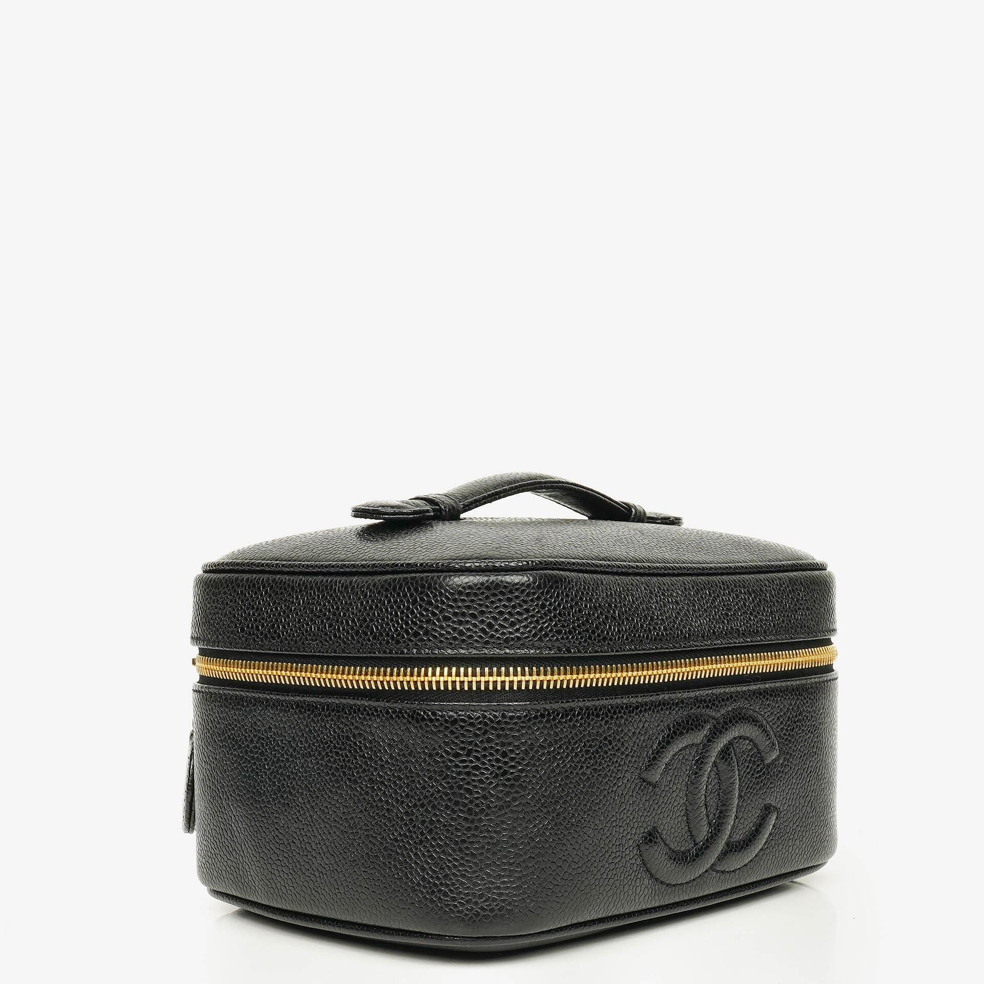 Chanel Black Quilted Caviar Leather Vanity Case