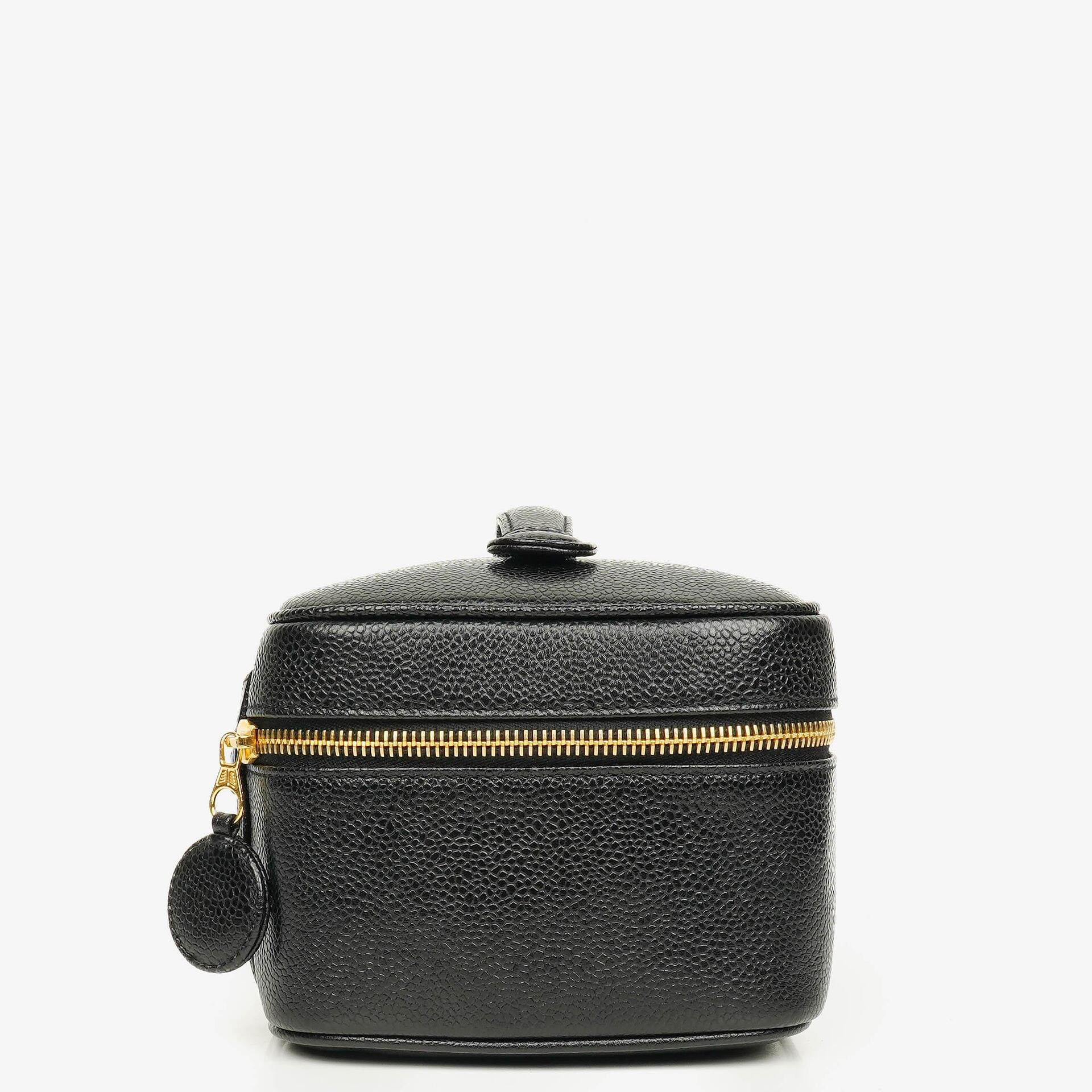 Chanel Black Quilted Caviar Leather Vanity Case