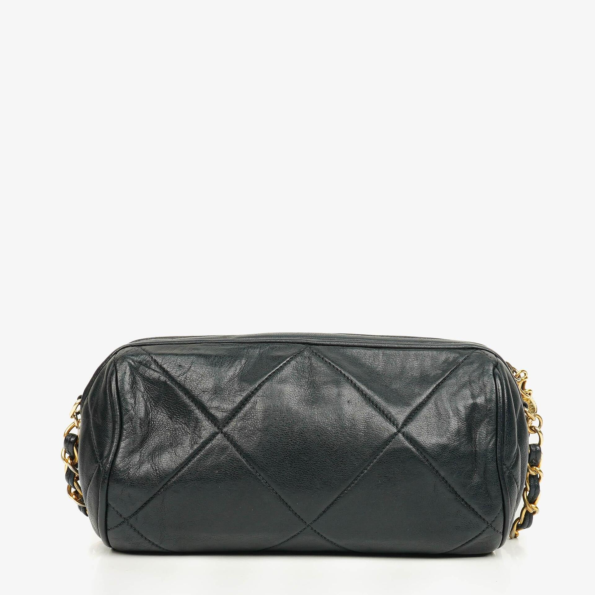 Chanel Black Quilted Lambskin Leather Mini Tassel Barrel Bag