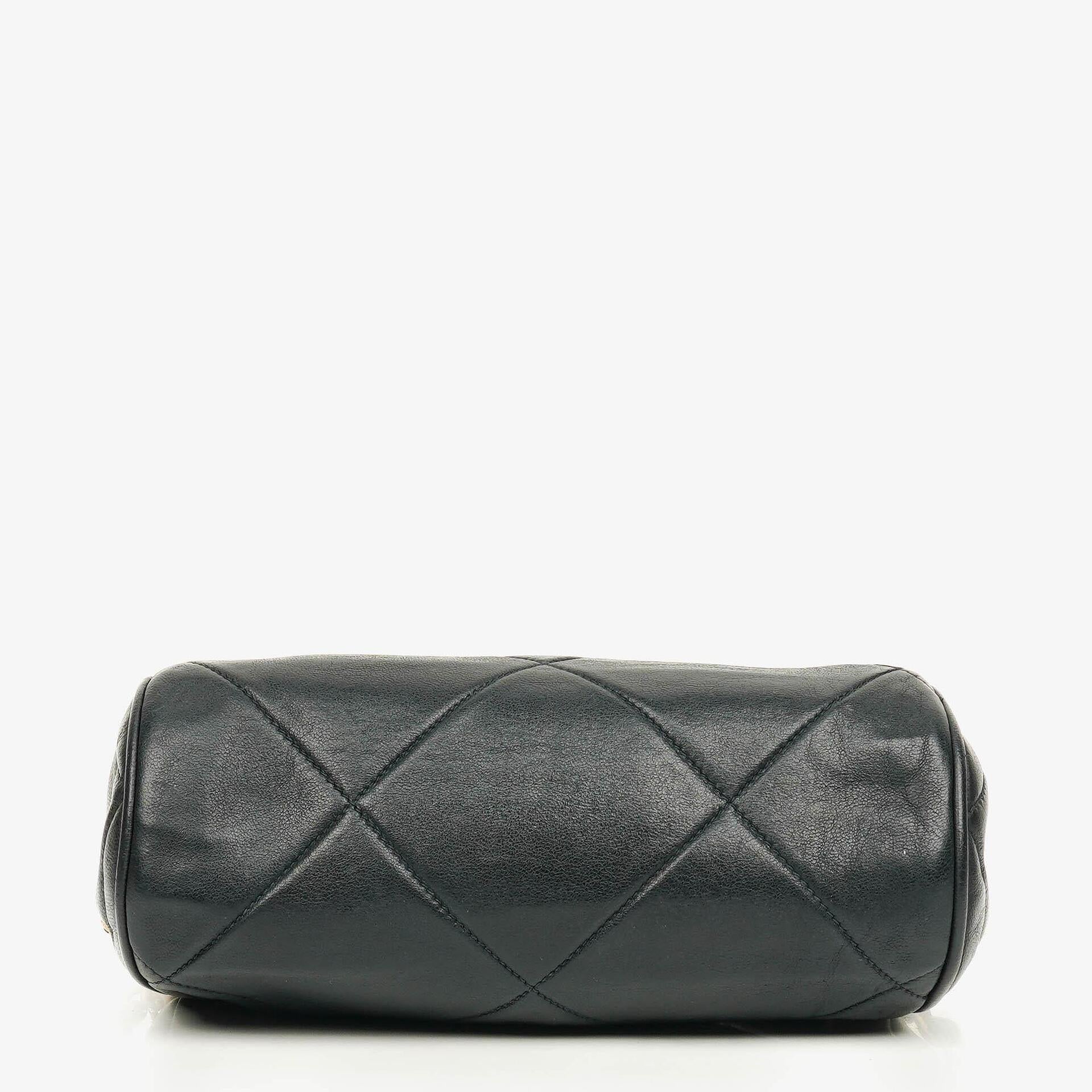 Chanel Black Quilted Lambskin Leather Mini Tassel Barrel Bag