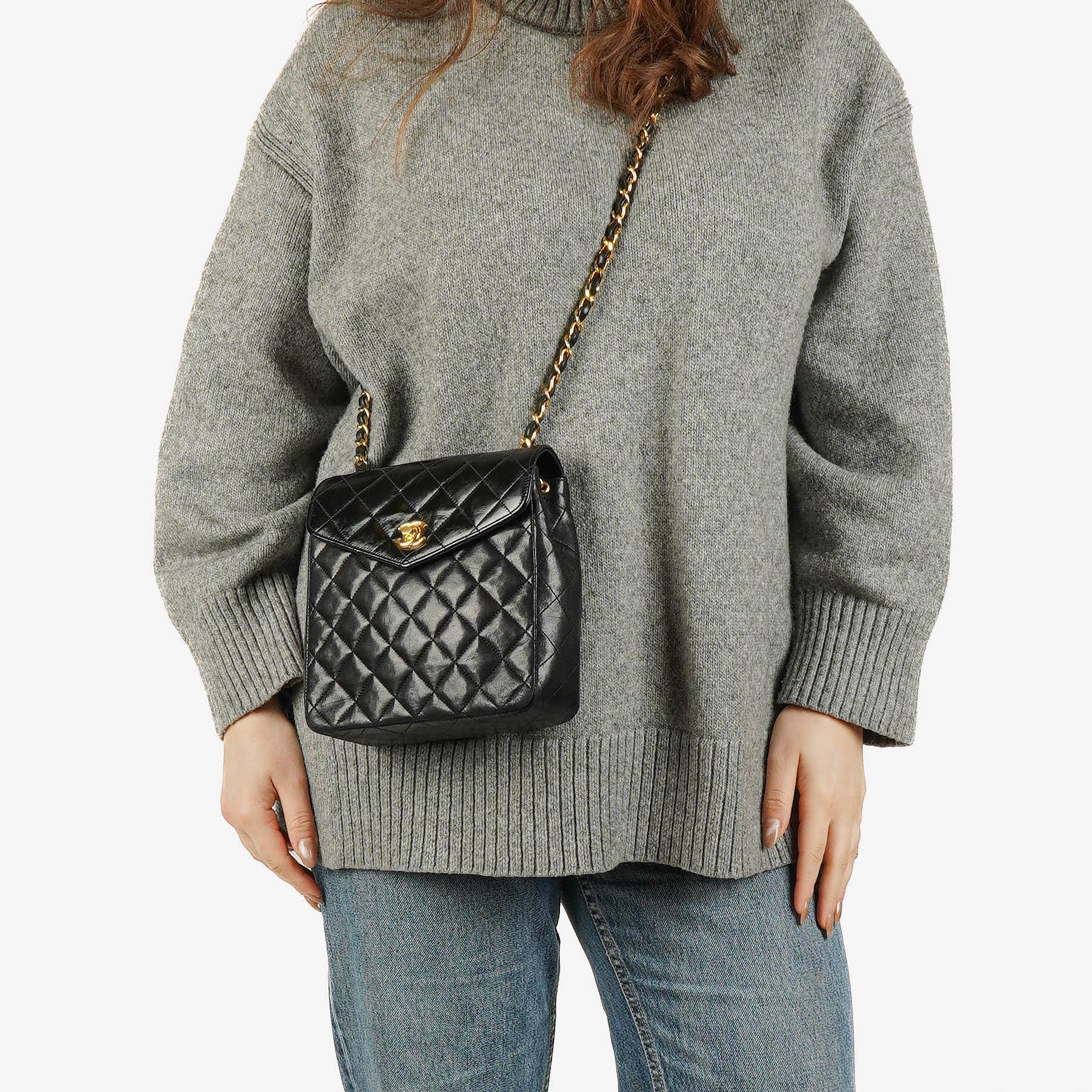 Chanel Black Quilted Leather Square Single Flap Bag