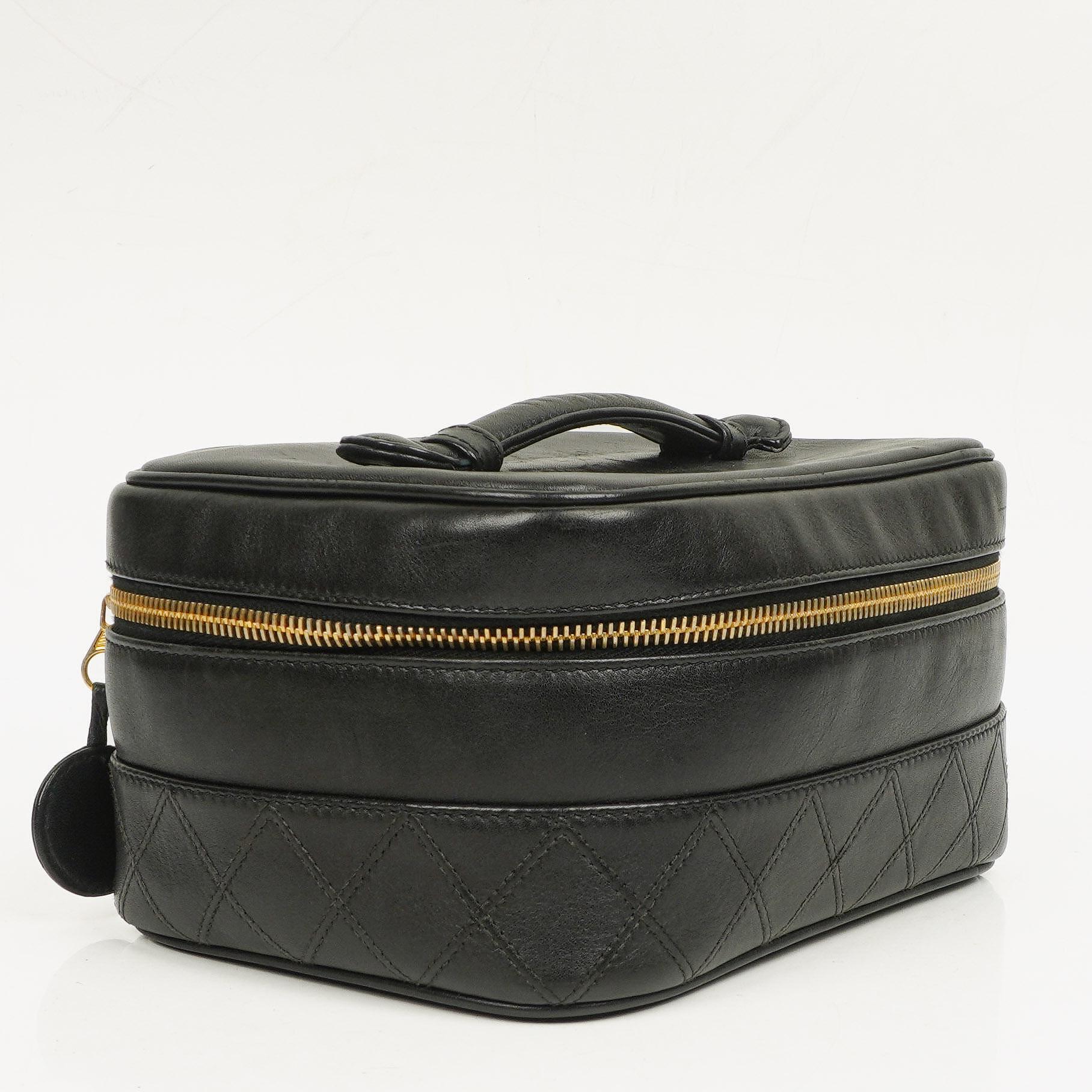 Chanel Black Quilted Leather Vanity Case