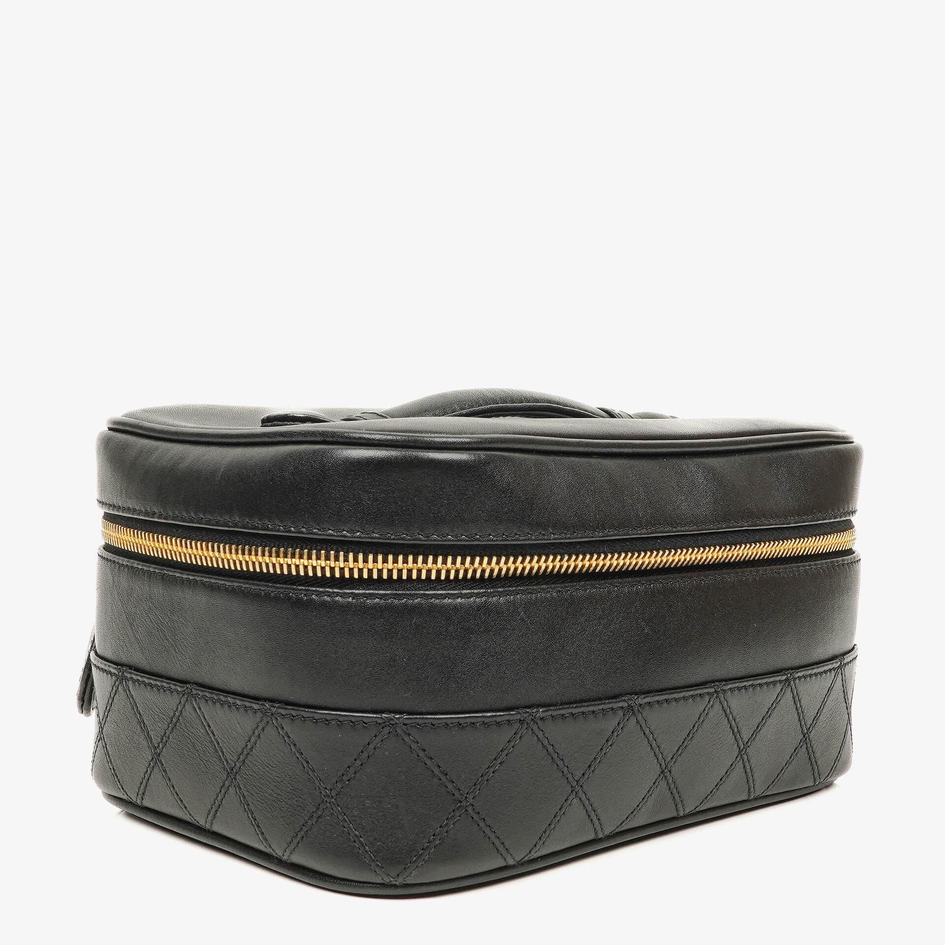 Chanel Black Quilted Leather Vanity Case