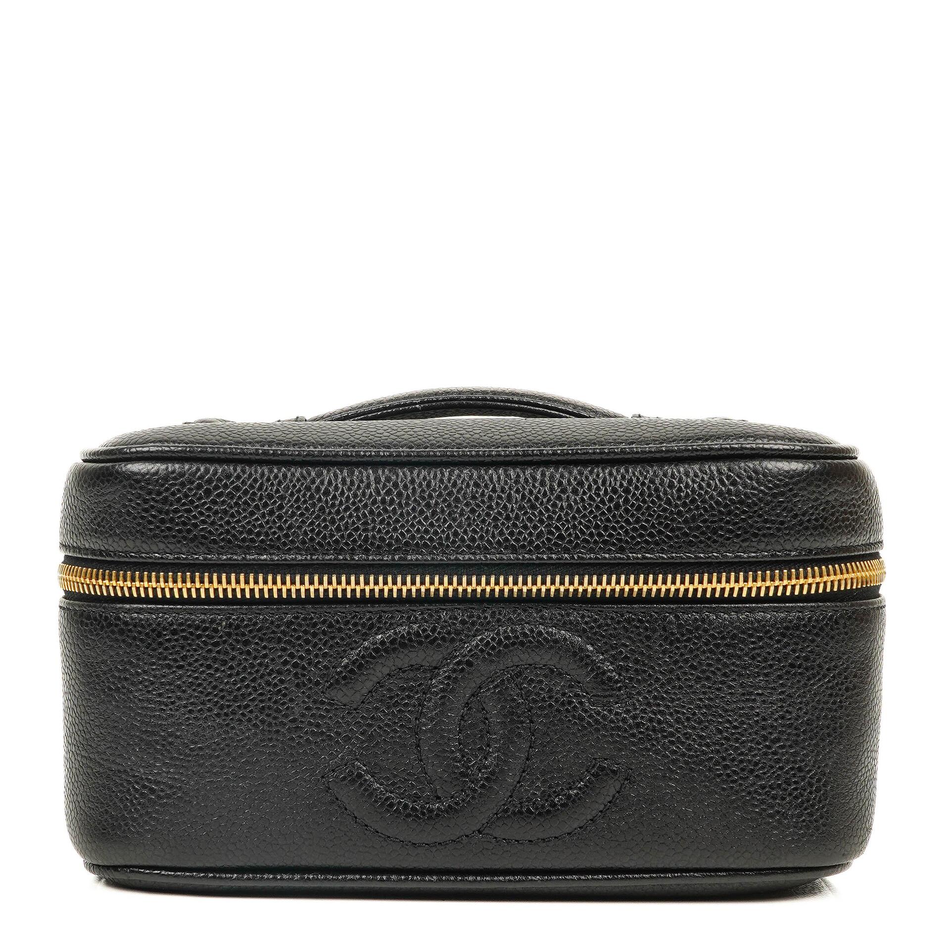 Chanel Black Quilted Leather Vanity Case