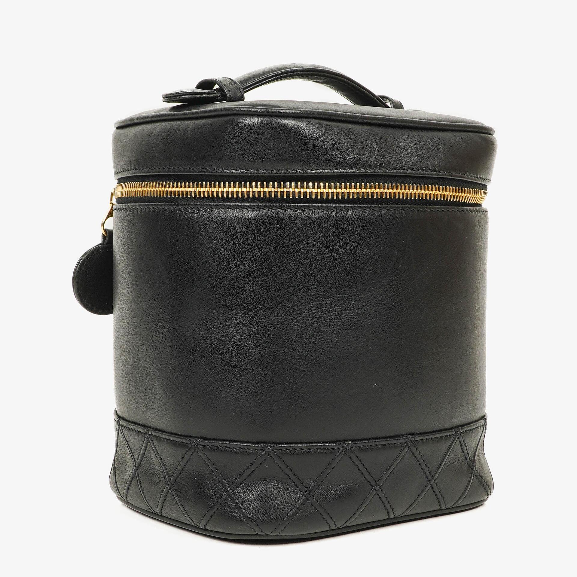 Chanel Black Quilted Leather Vanity Case