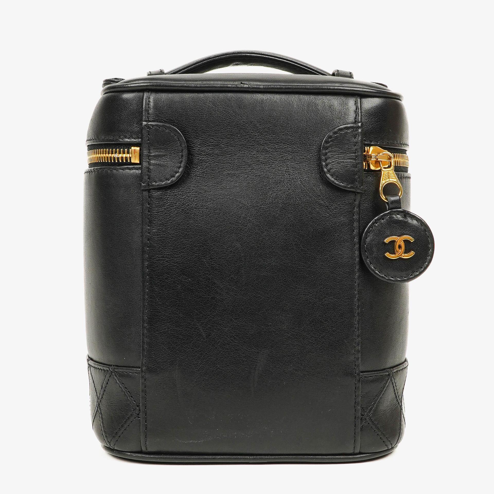 Chanel Black Quilted Leather Vanity Case