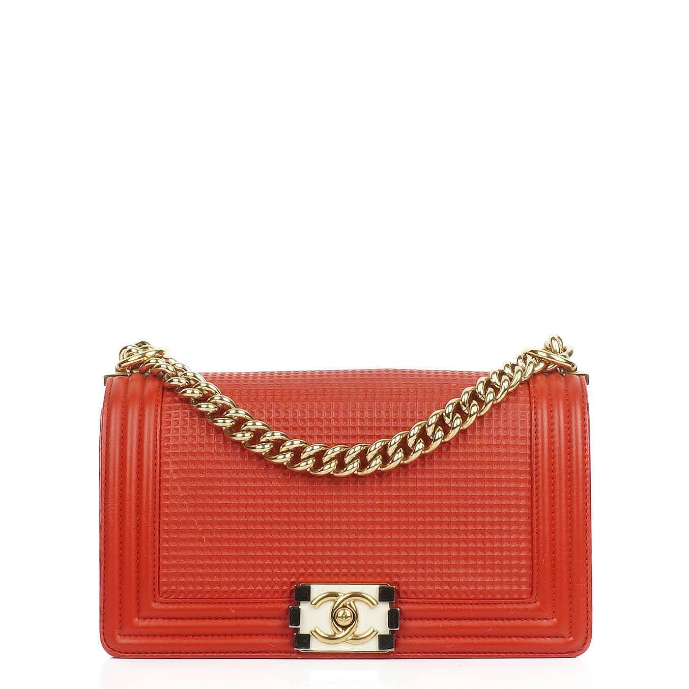 Chanel Boy Red Flap Leather Bag
