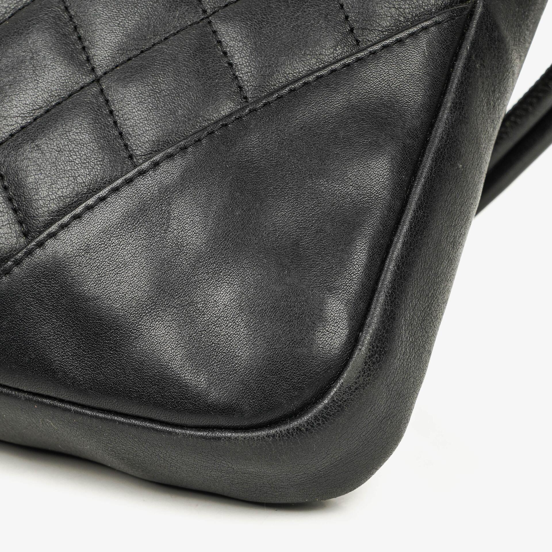 Chanel Cambon Black Leather Quilted Medium Messenger Bag