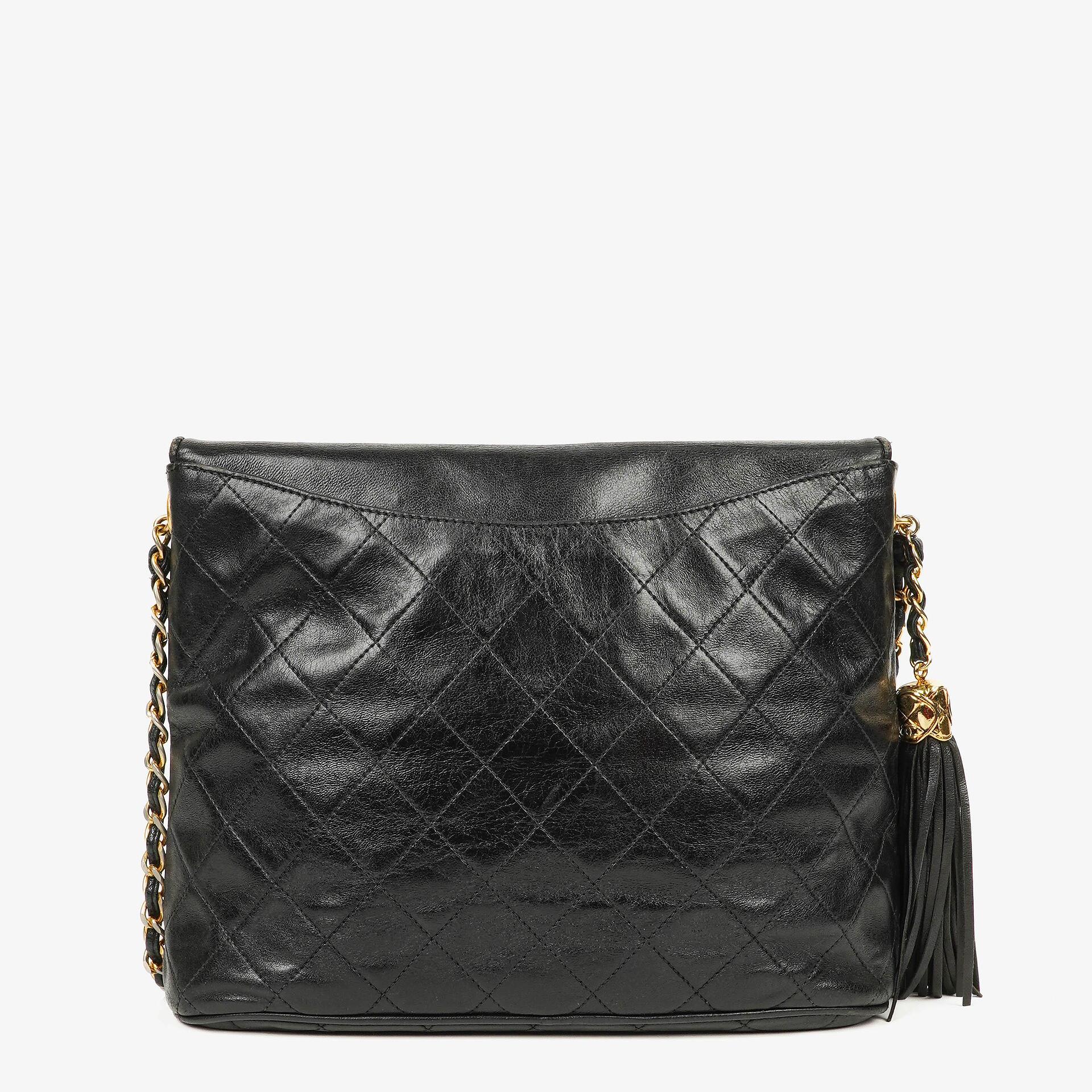 Chanel CC Tassel Quilted Black Leather Shoulder Bag