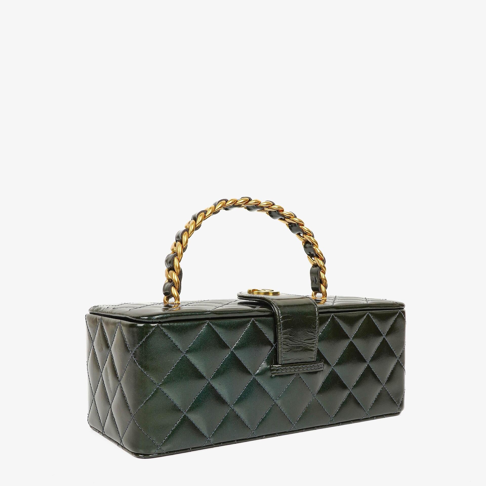 Chanel CC Vanity Case Quilted Patent Leather