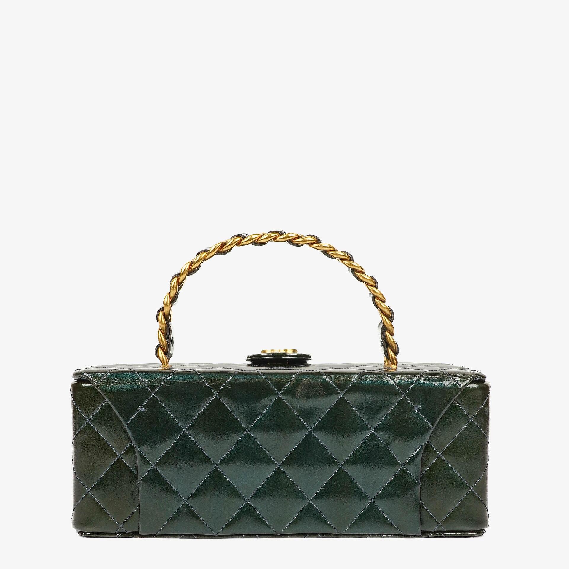 Chanel CC Vanity Case Quilted Patent Leather
