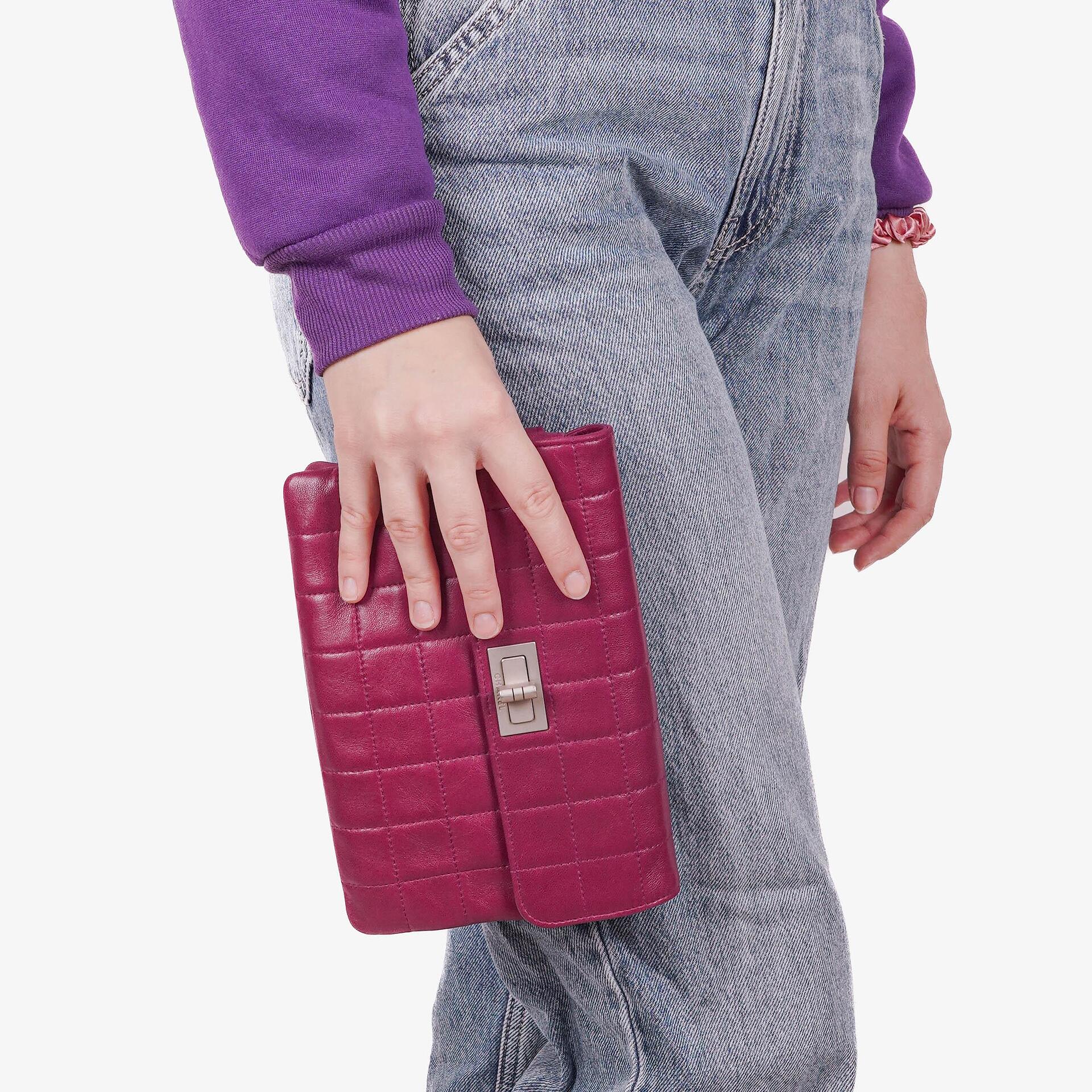 Chanel Chocolate Bar Purple Leather Quilted Flap Bag