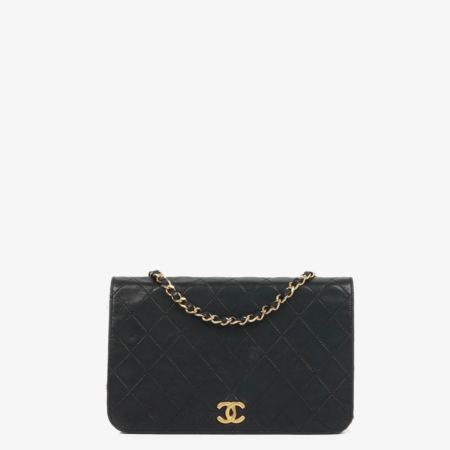 Chanel Classic Black Quilted Lambskin Full Flap Bag With 24K Gold-Plated Hardware