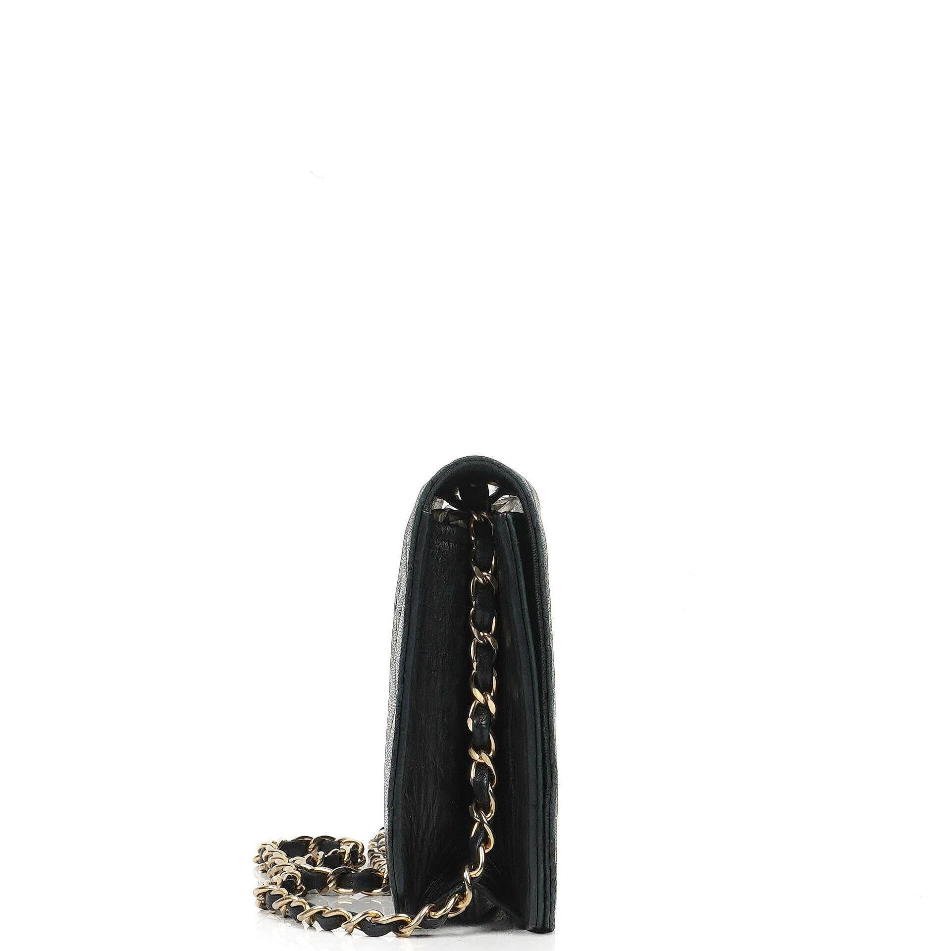Chanel Classic Black Quilted Lambskin Full Flap Bag With 24K Gold-Plated Hardware