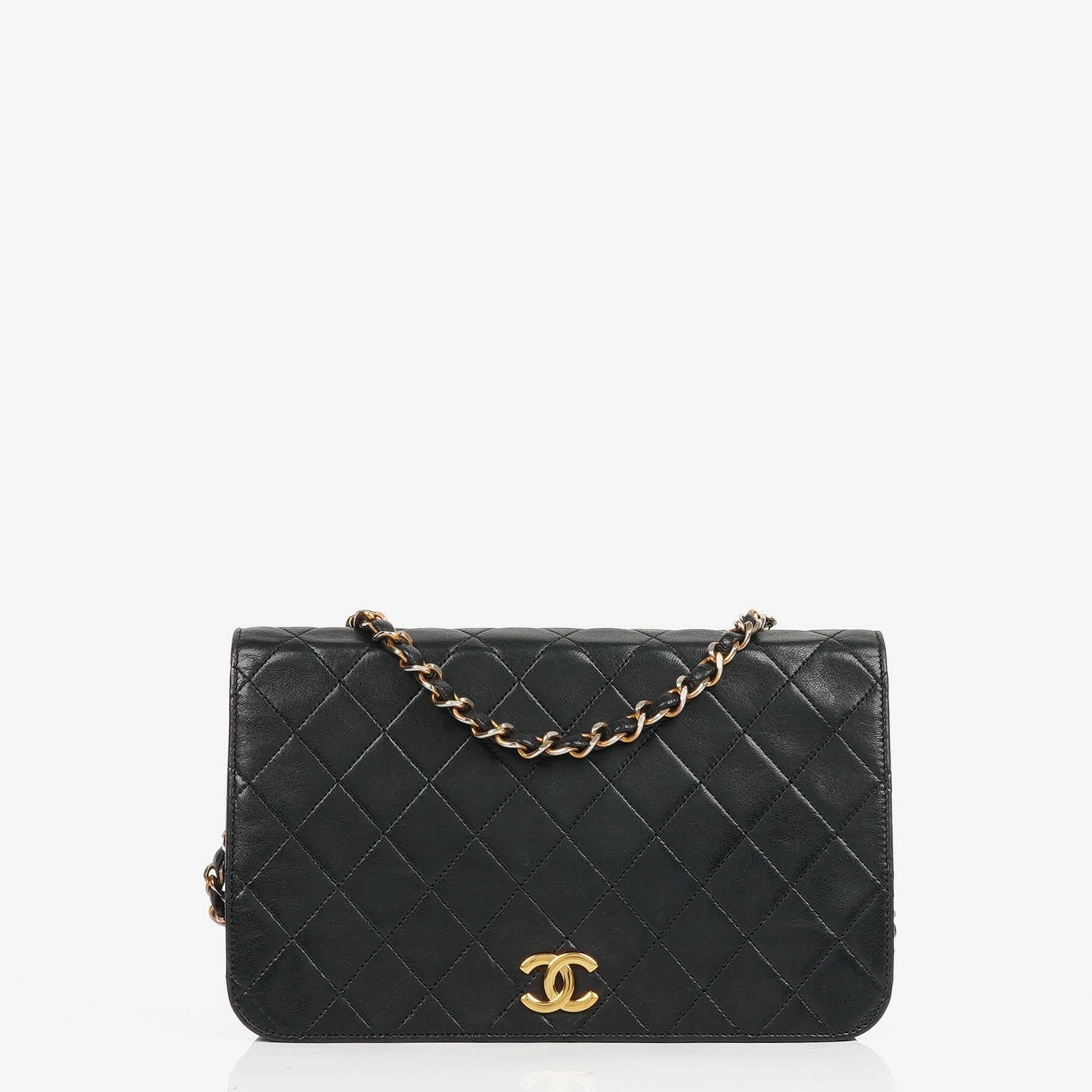 Chanel Classic Black Quilted Lambskin Full Flap Bag With Gold-Tone Hardware